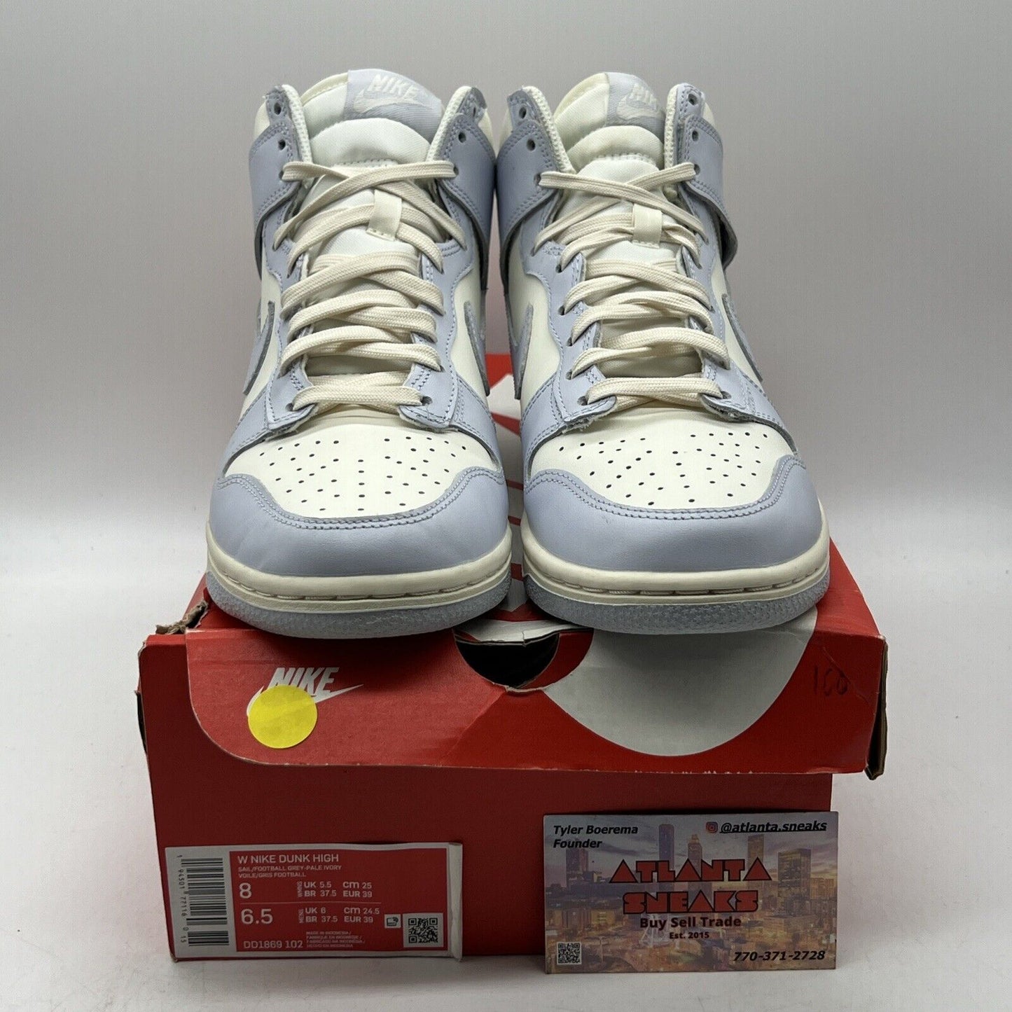 Size 8 - Nike Dunk High Football Grey W White Purple Leather (DD1869-102)