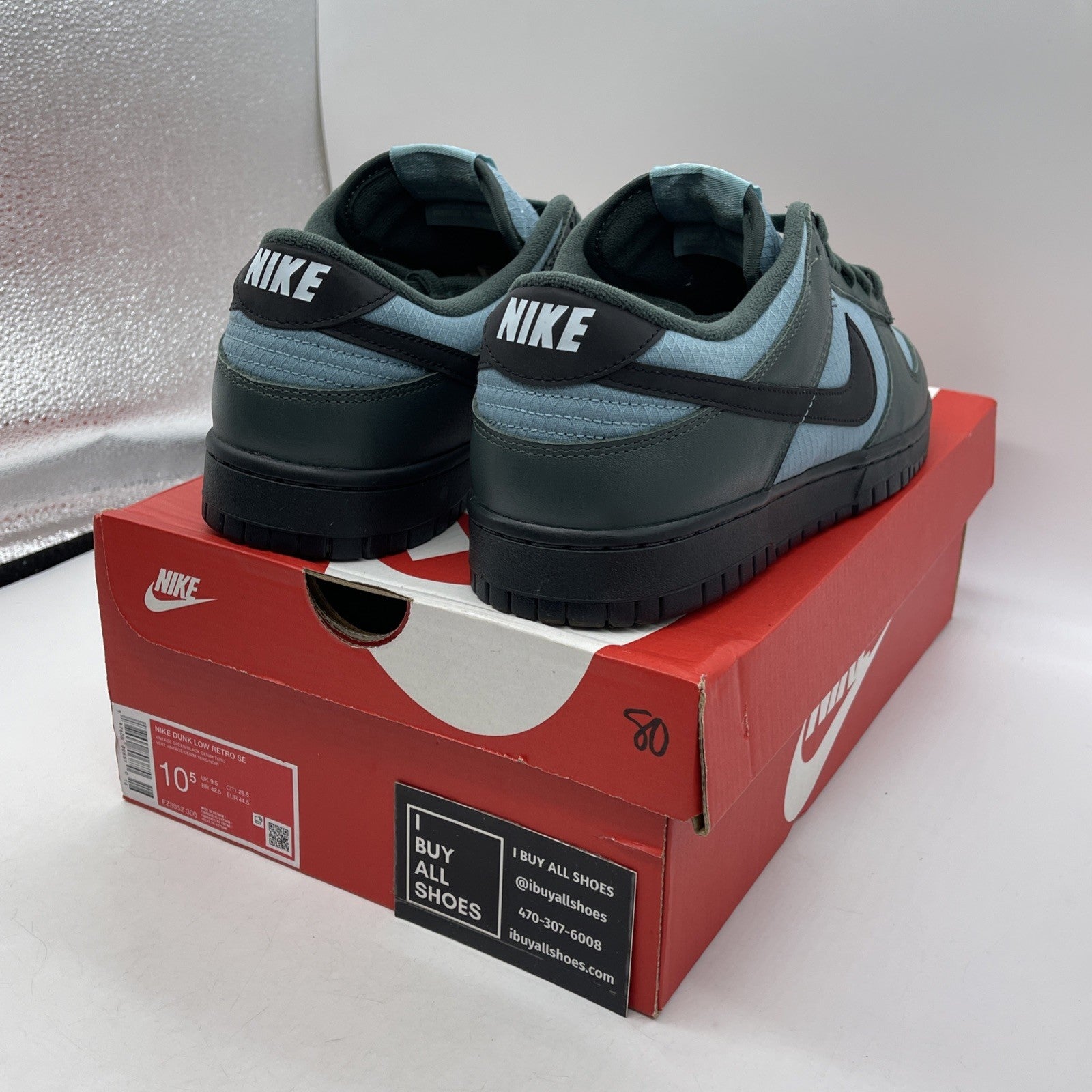 Size 10.5 - Nike Dunk SE Low Vintage Green Denim Turquoise Leather (FZ3052-300)