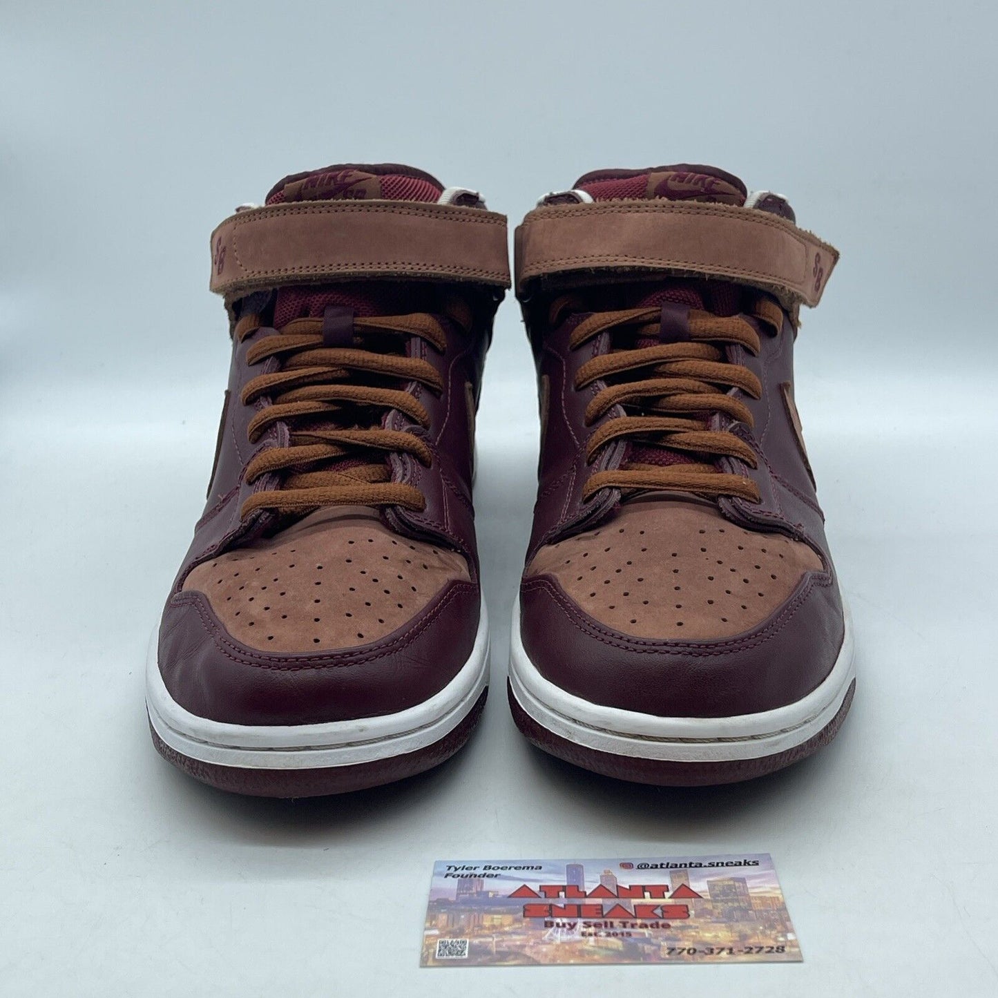 Size 13 - Nike Dunk Pro SB Mid Red Maroon Brown White (314383-621)