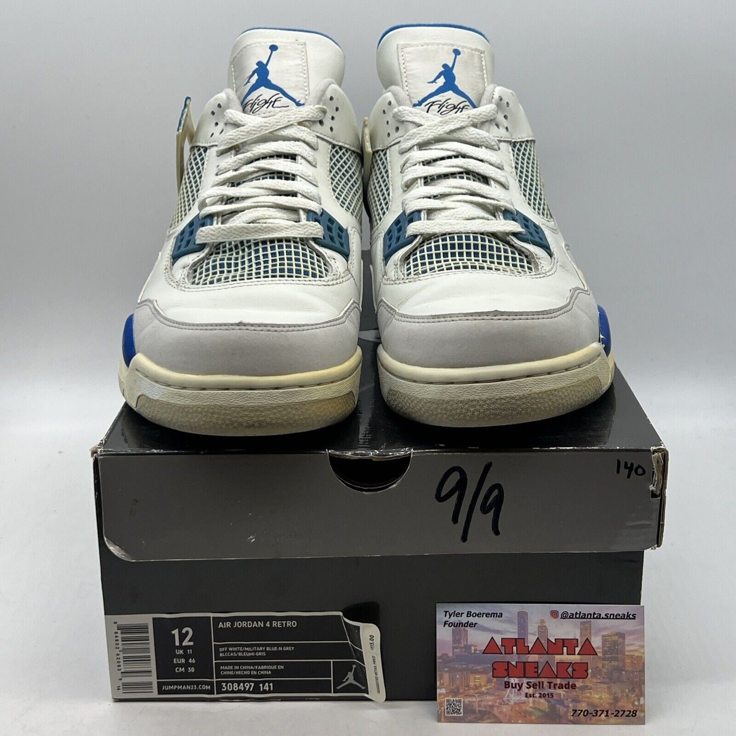 Size 12 - Air Jordan 4 Retro 2006 Military Blue White Leather (308497-141)