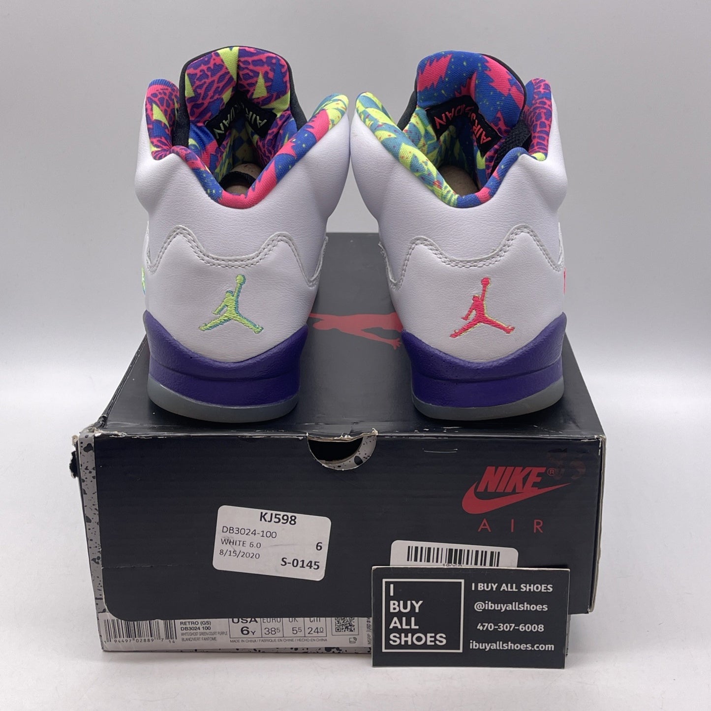 Size 6 - Jordan 5 Retro Alternate Bel-Air Court Purple Ghost Green (DB3024-100)