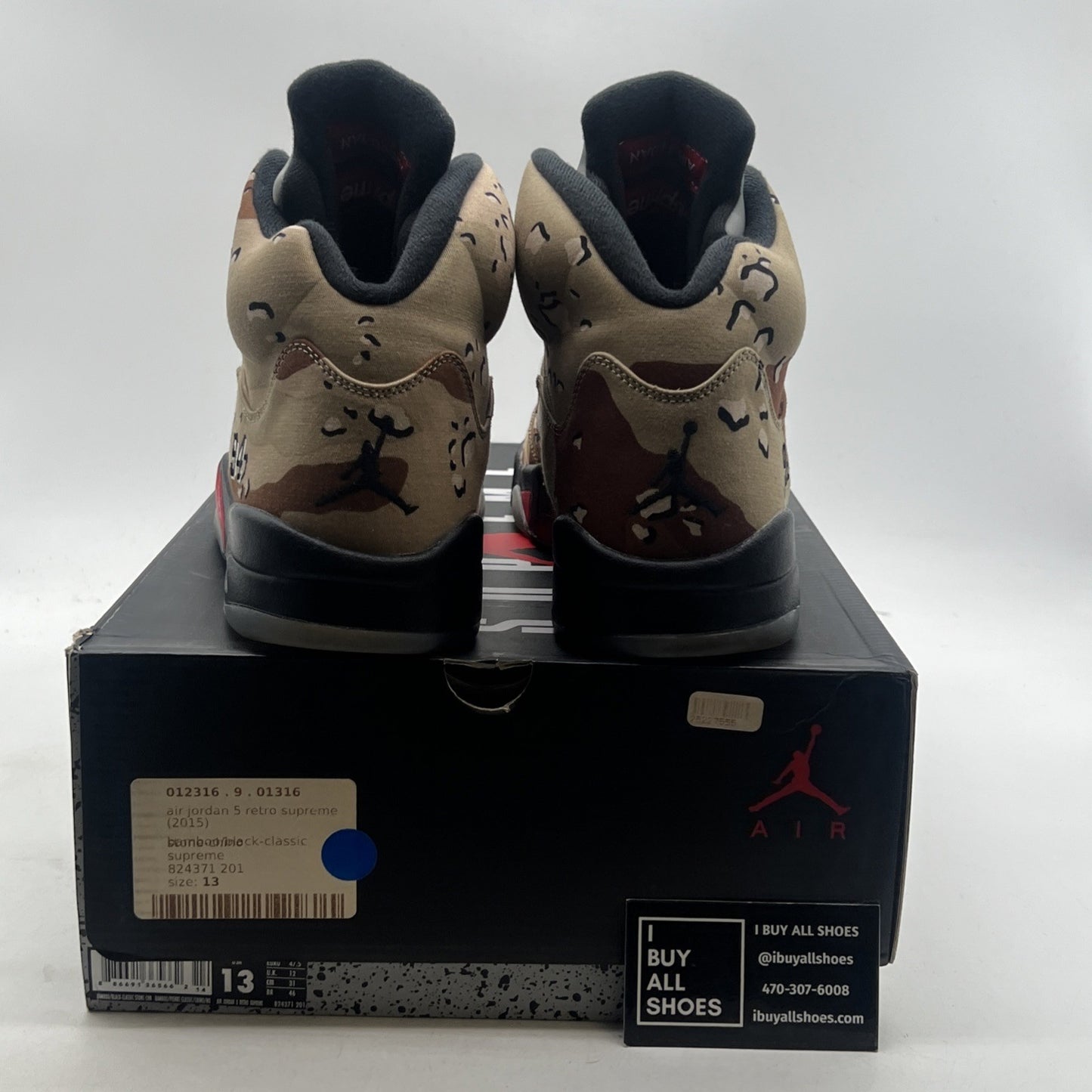 Size 13 - Supreme x Air Jordan 5 Retro Desert Camo (824371-201)