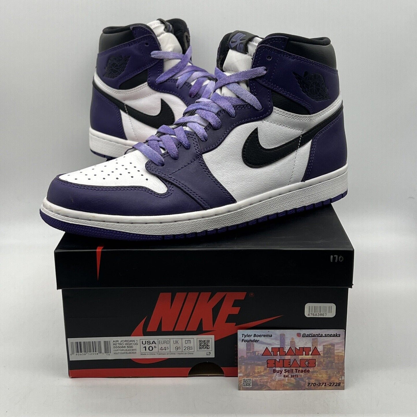 Size 10.5 - Jordan 1 Retro OG High Court Purple 2.0 Black Leather (555088-500)