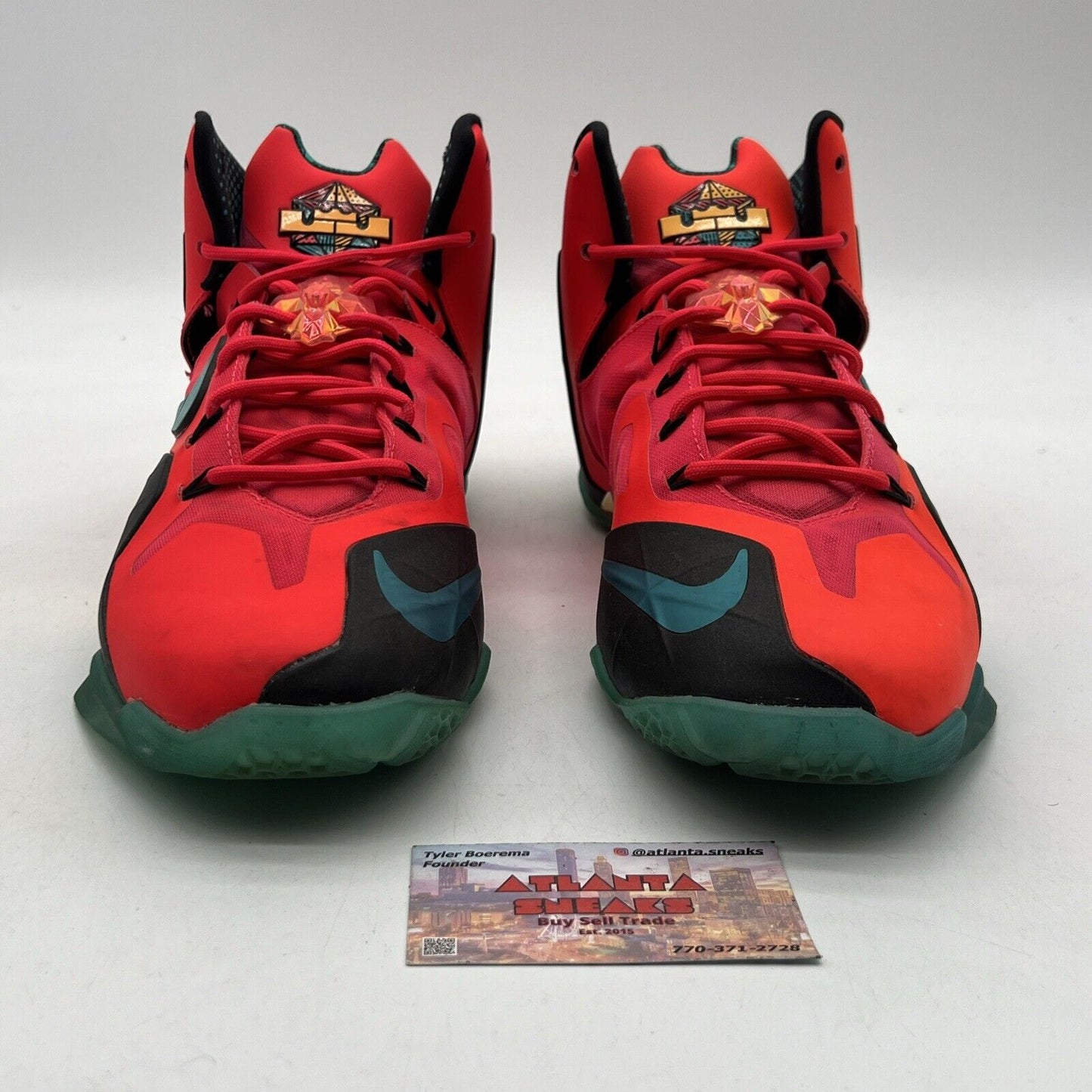 Size 10.5 - Nike LeBron 11 Elite Hero Pack Aqua Red (642846-600)