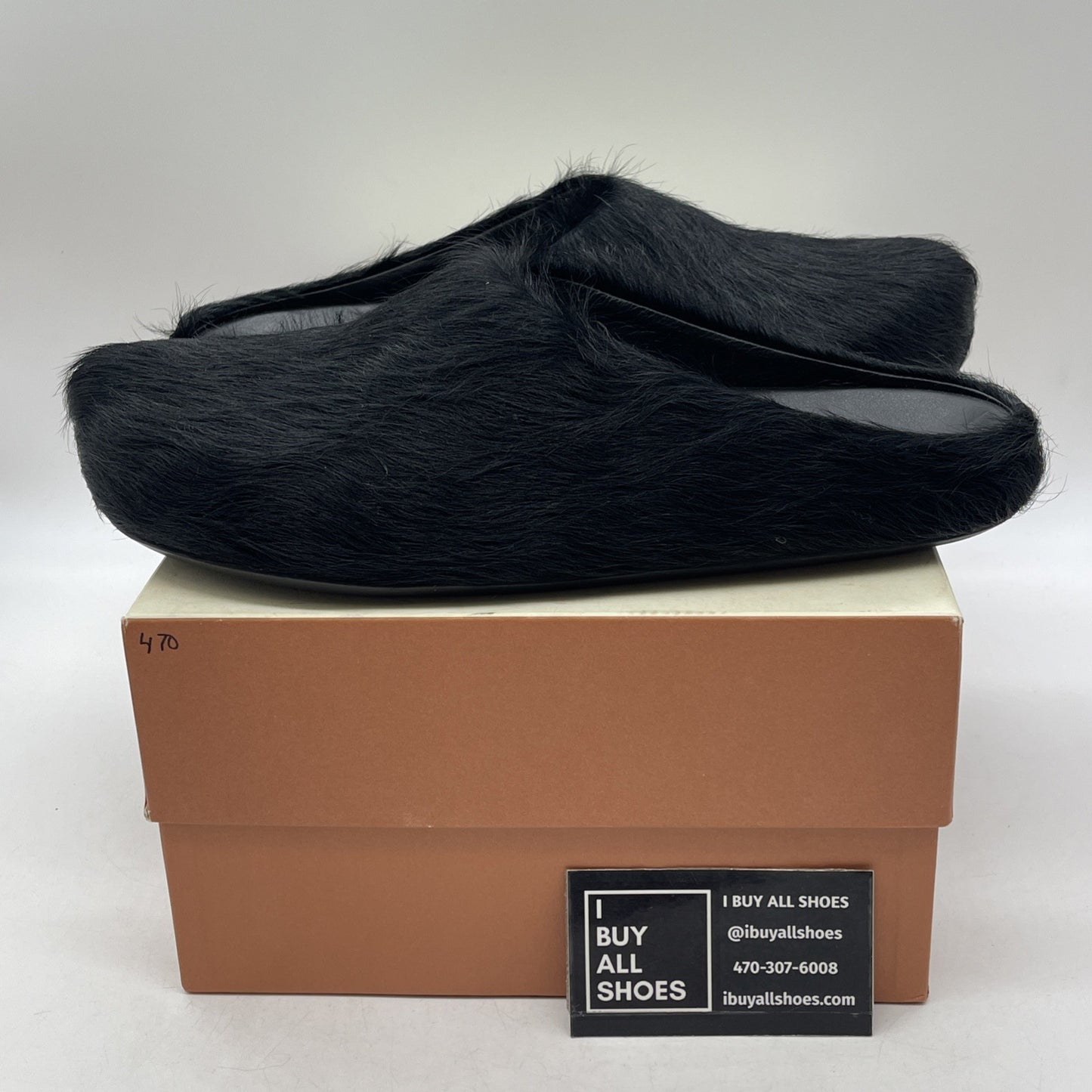 Size 43 - Marni Black Long Hair Calfskin Fussbett  Sabot