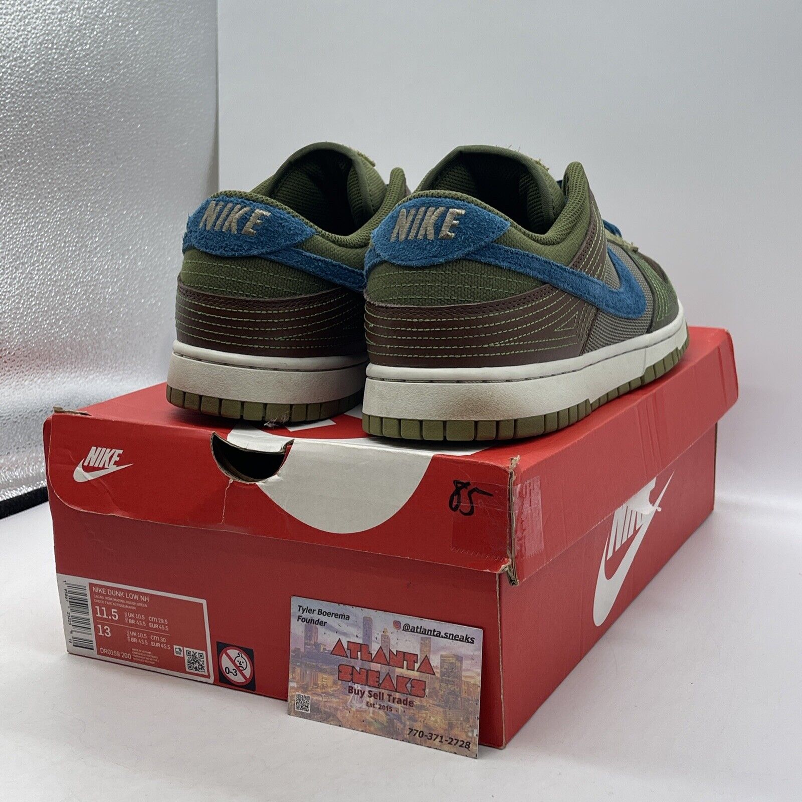 Size 11.5 - Nike Dunk NH Low Cacao Wow Green Blue Suede Leather (DR0159-200)