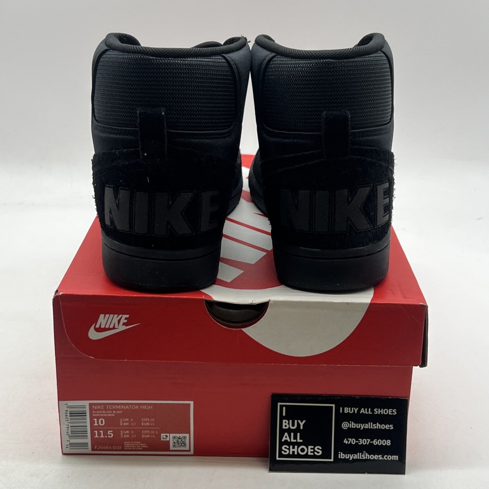 Size 10 - Nike Terminator High Boot Shoe Triple Black Sneaker (FJ5464-010)