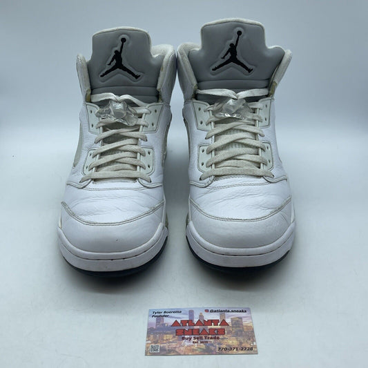 Size 13 - Air Jordan 5 Retro 2015 Metallic White Black Leather (136027-130)