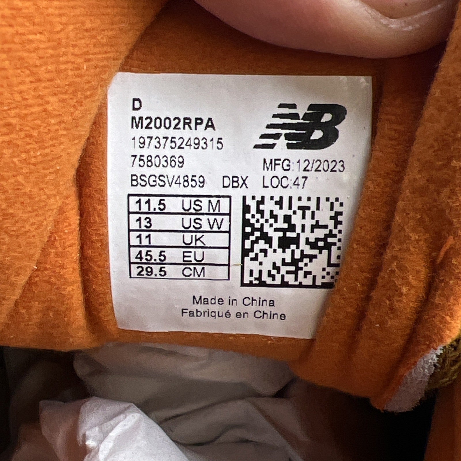 Size 11.5 - New Balance 2002R Ginger Lemon (M2002RPA)