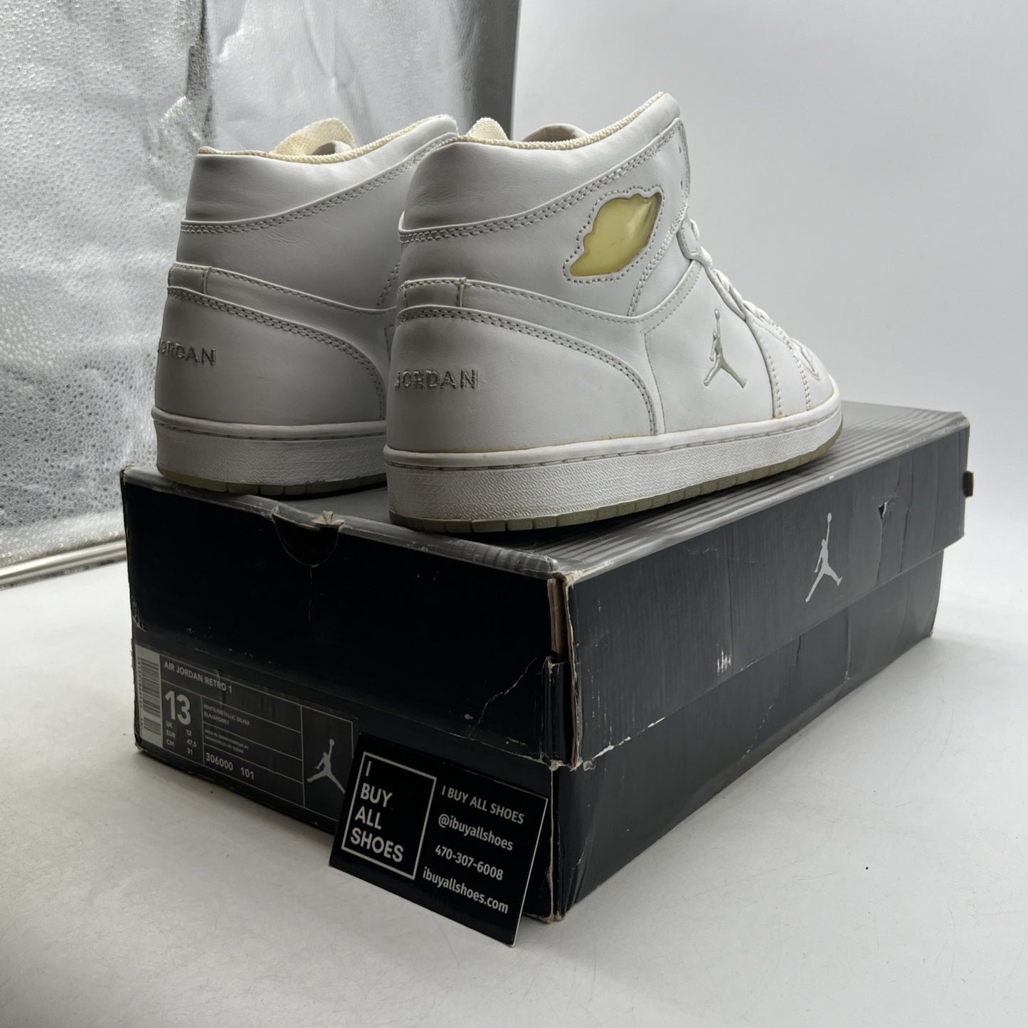 Size 13 - Air Jordan 1 Retro 2002 White Chrome (306000-101)