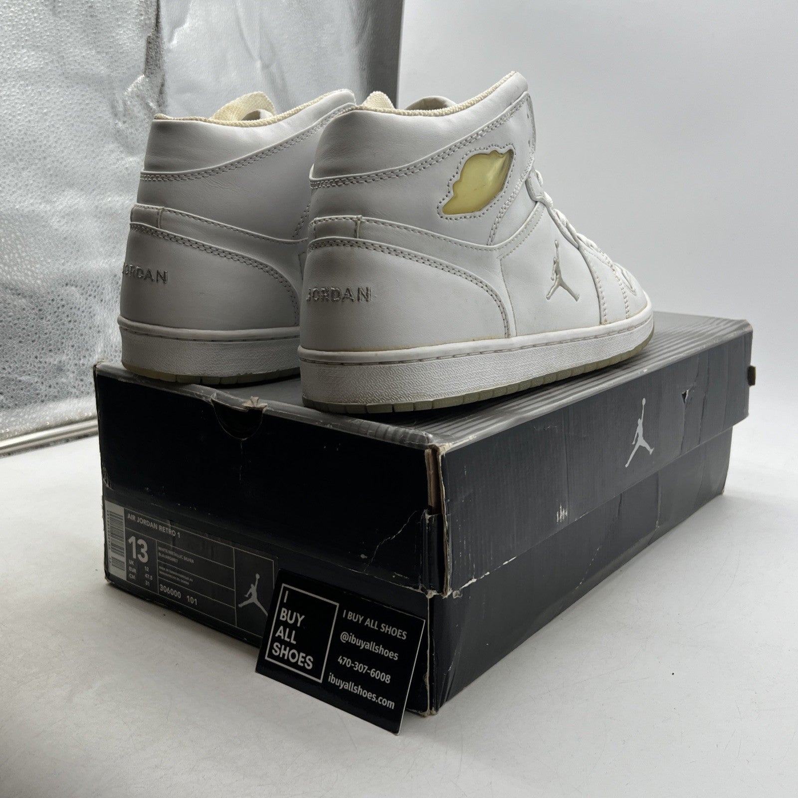Size 13 - Air Jordan 1 Retro 2002 White Chrome (306000-101)