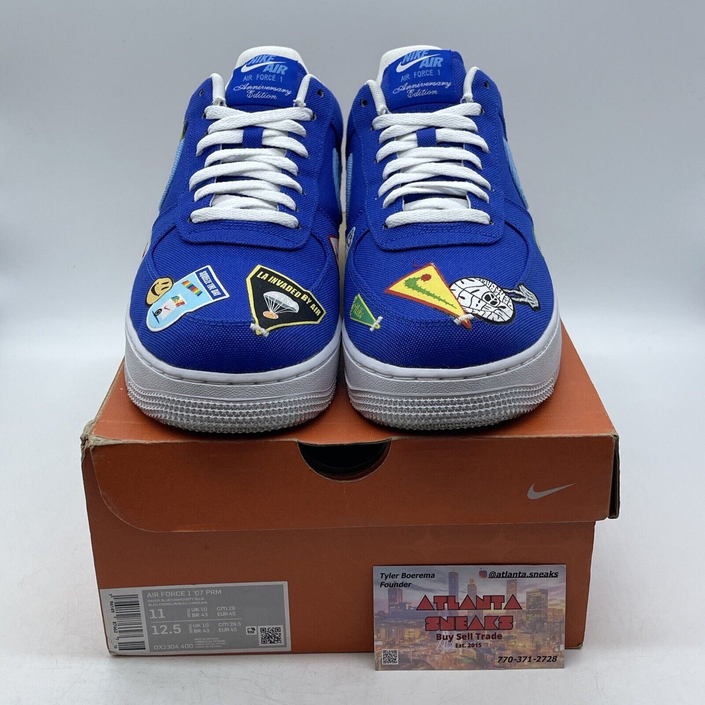 Size 11 - Nike Air Force 1 '07 Patched Up - Los Angeles White Blue (DX2304-400)