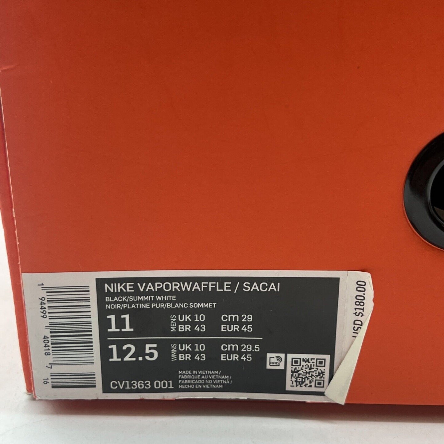 Size 11 - Nike sacai x VaporWaffle Black White (CV1363-001)