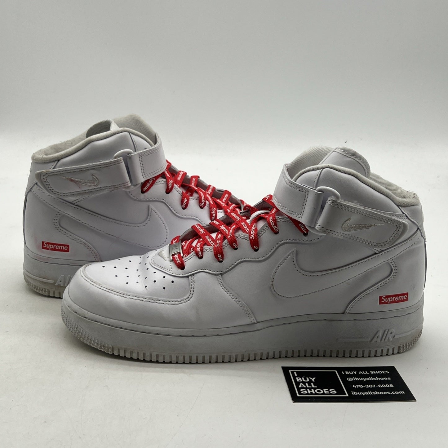 Size 10 - Nike Supreme x Air Force 1 Mid Box Logo - Triple White (FZ8784-100)