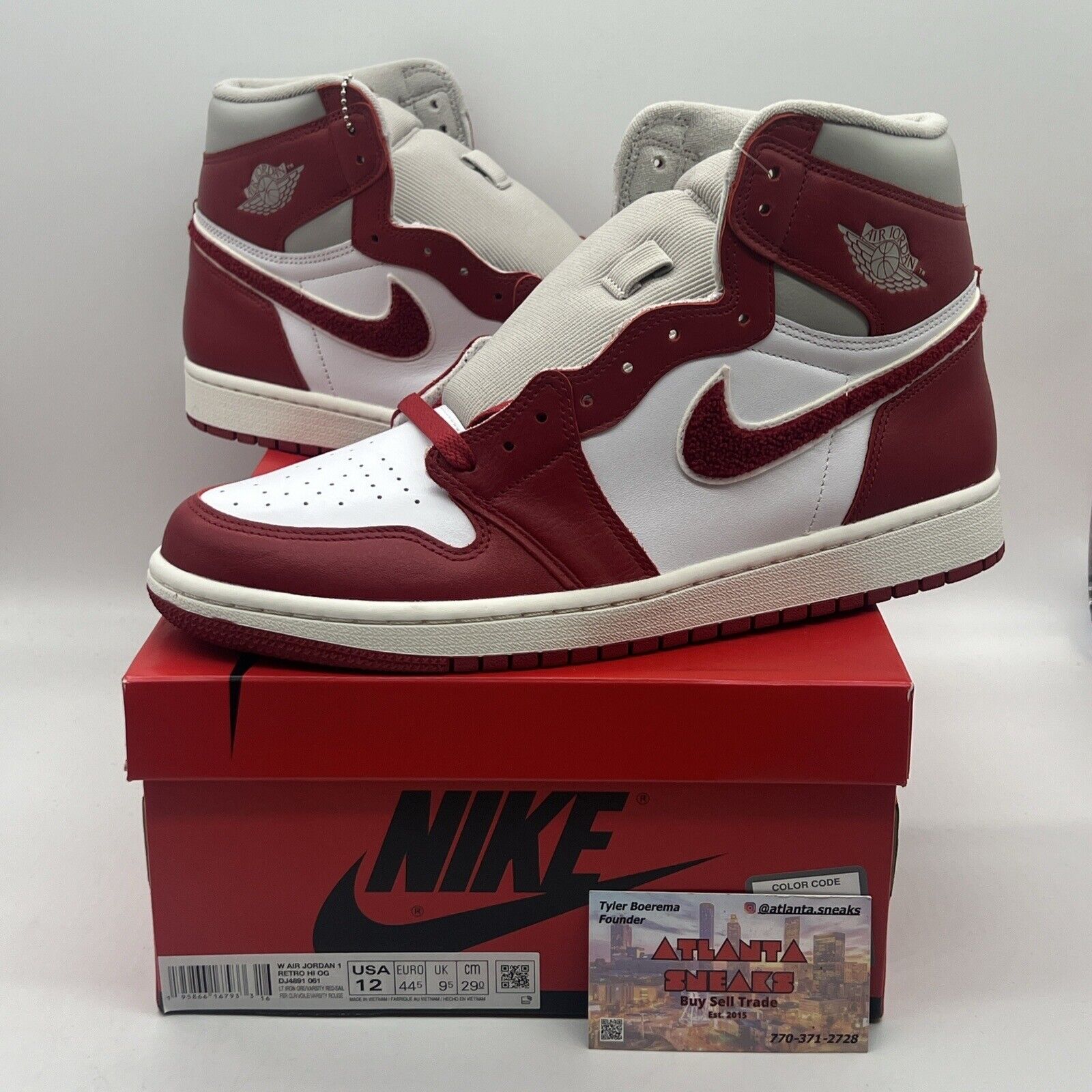 Size 12 - Jordan 1 High Varsity Red Wmns Brand New Og All White