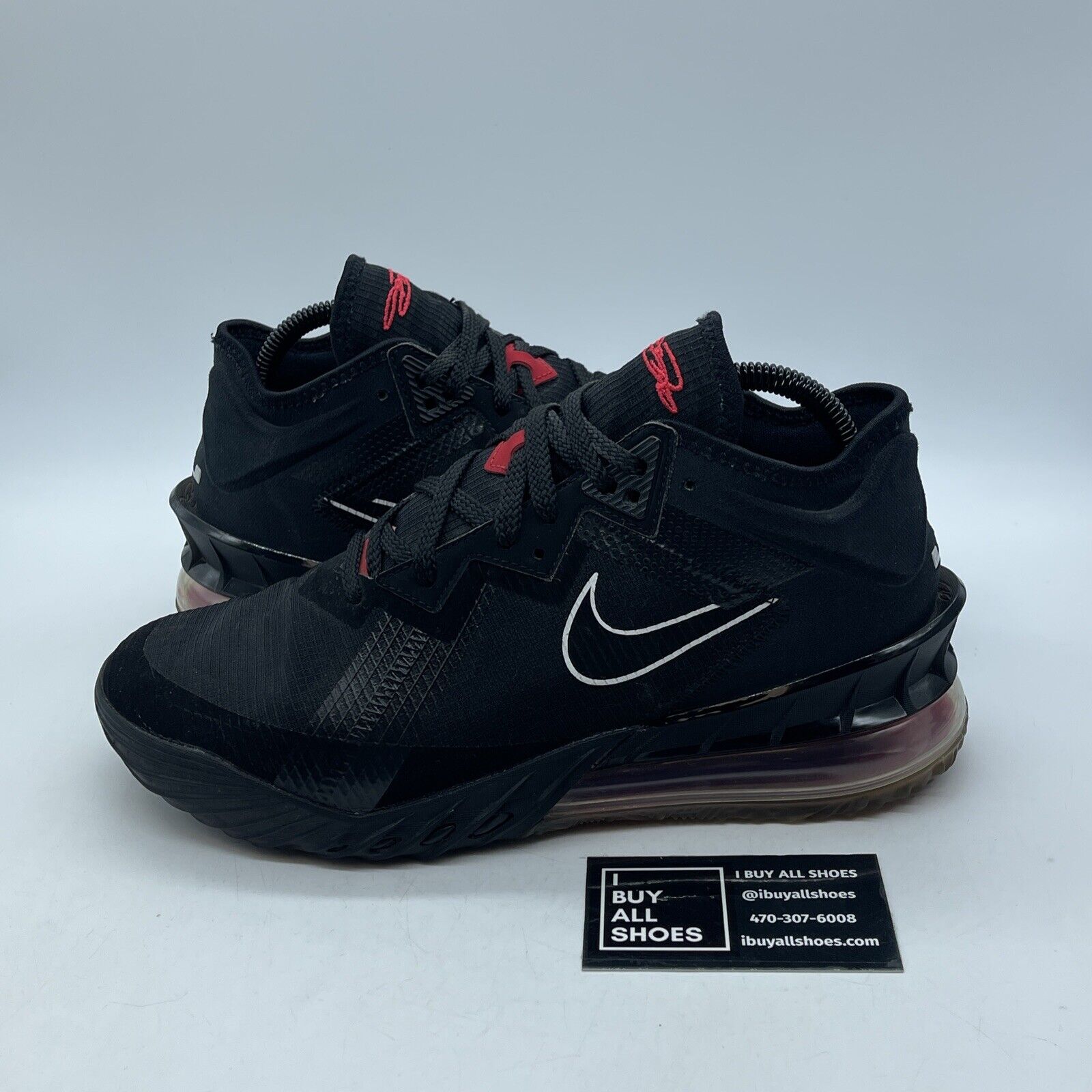 Size 8 - Nike LeBron 18 Low “Bred” Black Red White Suede Leather (CV7562-001)