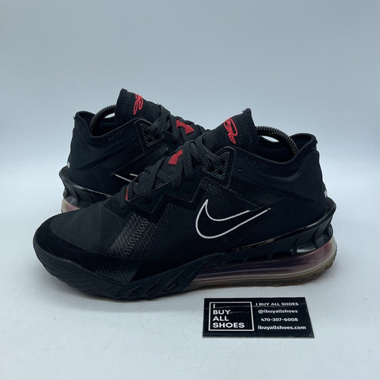 Size 8 - Nike LeBron 18 Low “Bred” Black Red White Suede Leather (CV7562-001)