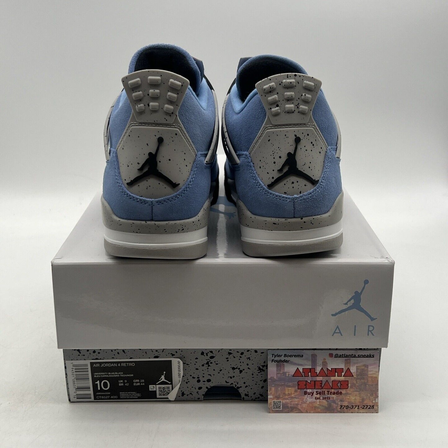 Size 10 - Jordan 4 Retro Mid University Blue Black Grey Suede (CT8527-400)