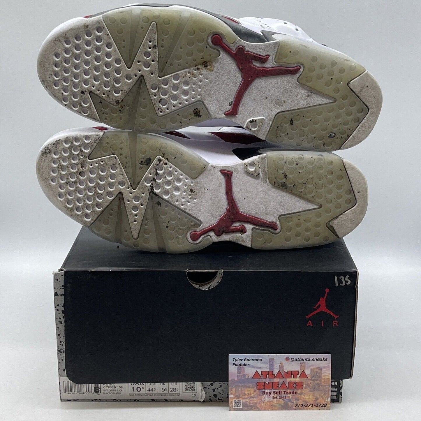 Size 10.5 - Jordan 6 Retro OG Mid Carmine Red White Black Leather (CT8529-106)