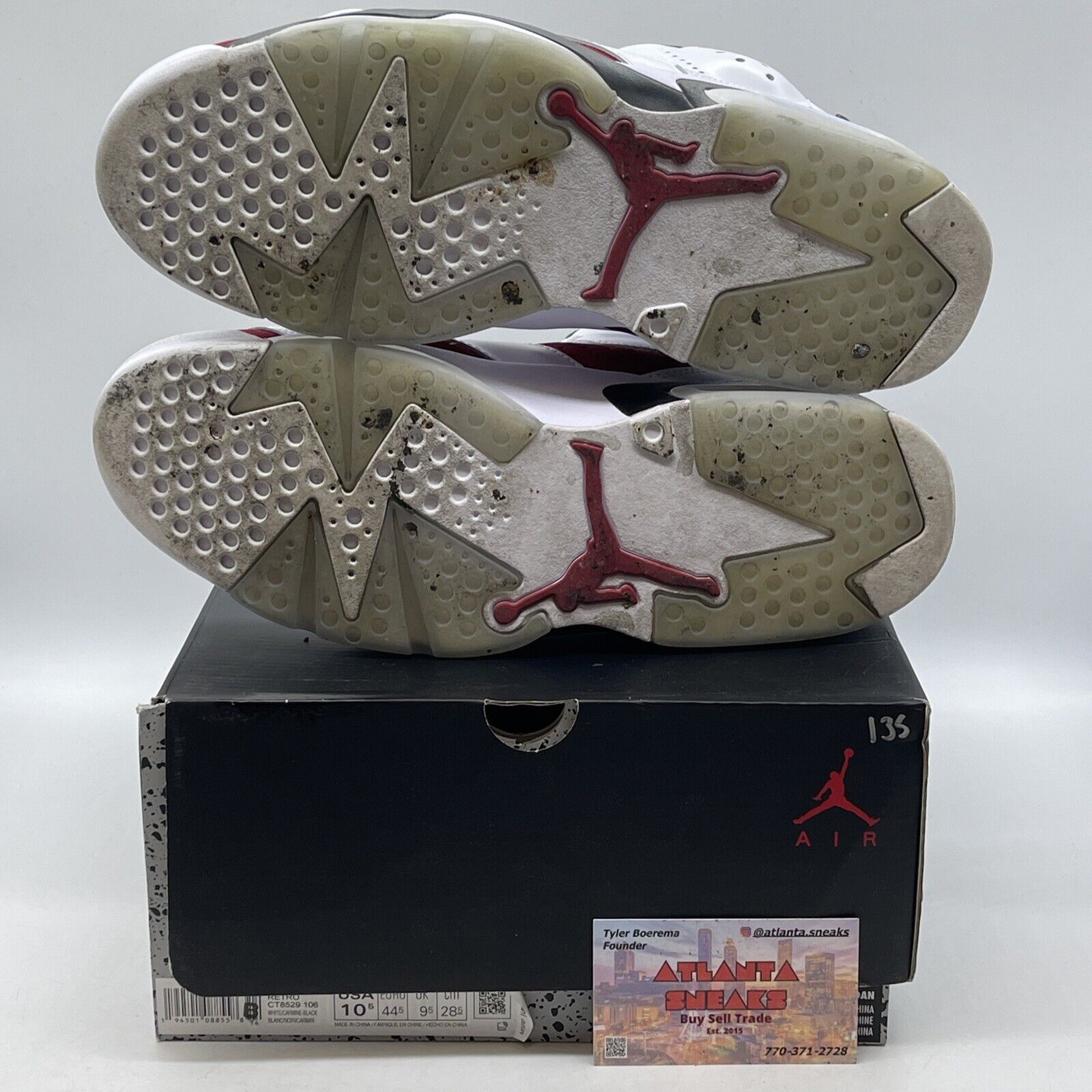 Size 10.5 - Jordan 6 Retro OG Mid Carmine Red White Black Leather (CT8529-106)