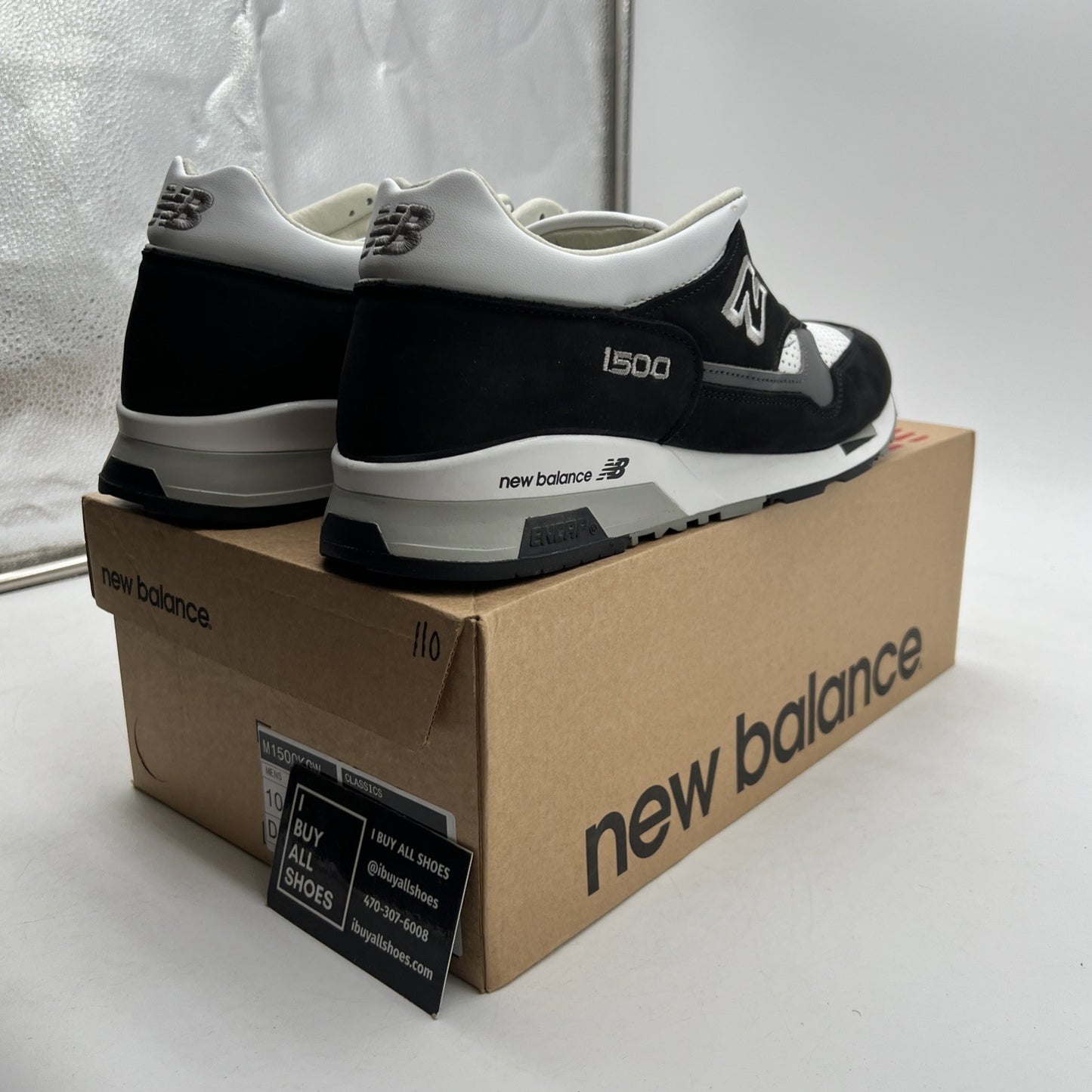 Size 10 - New Balance 1500 Made in England Black White (M1500KGW)