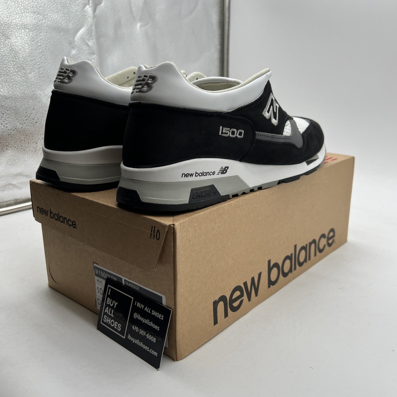 Size 10 - New Balance 1500 Made in England Black White (M1500KGW)