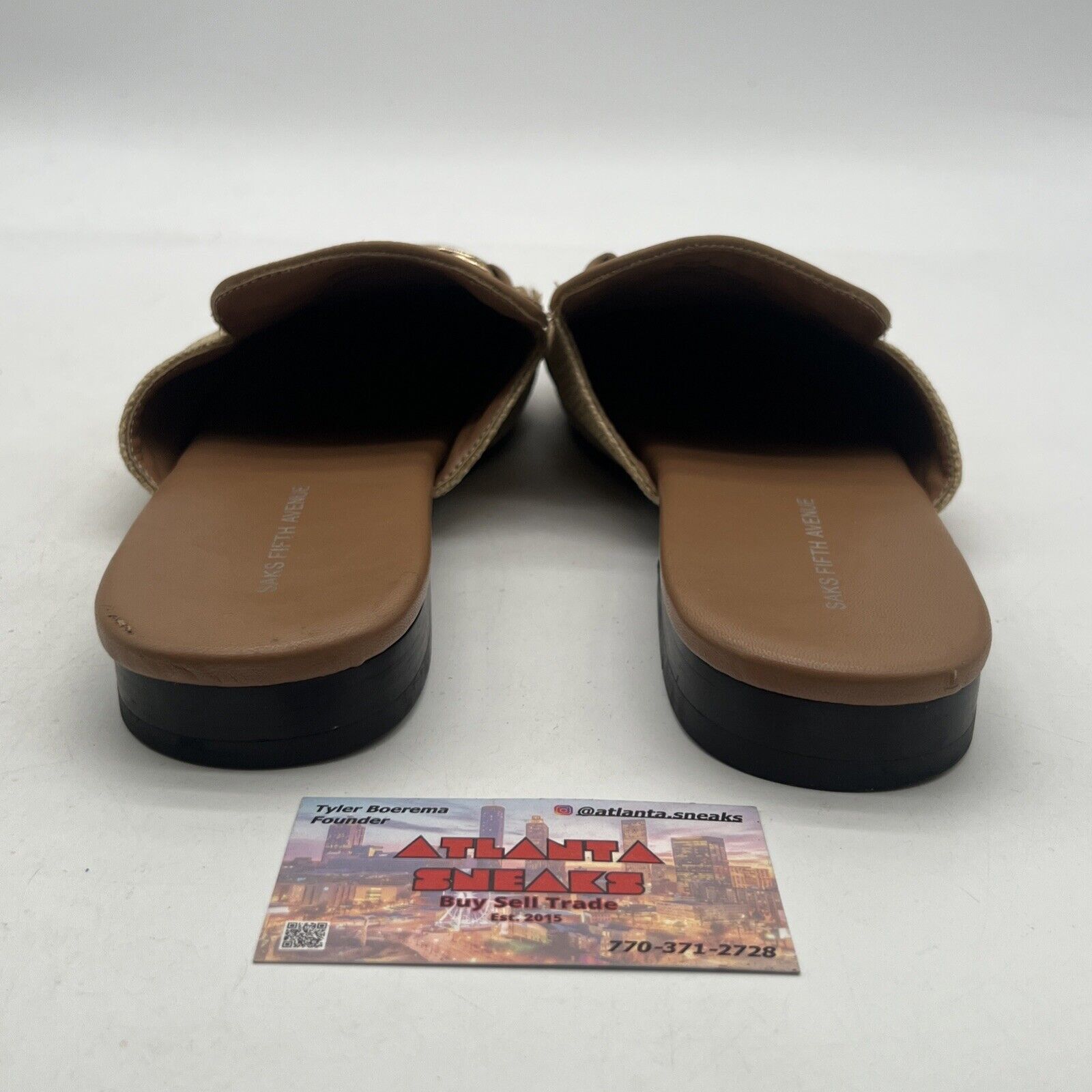 Size 10 - Saks Fifth Avenue Loafers Mens Redford Raffia Slip On Slides Straw