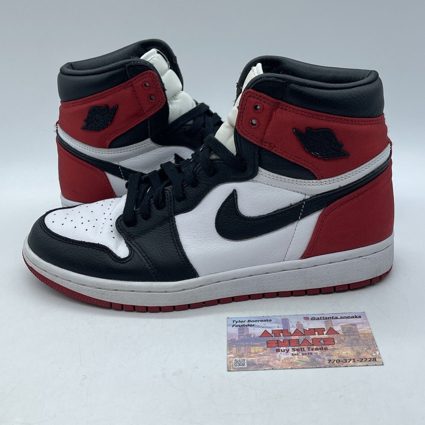 Size 9W - Air Jordan 1 Retro High Satin Black Toe Leather Red Suede (CD0461-016)