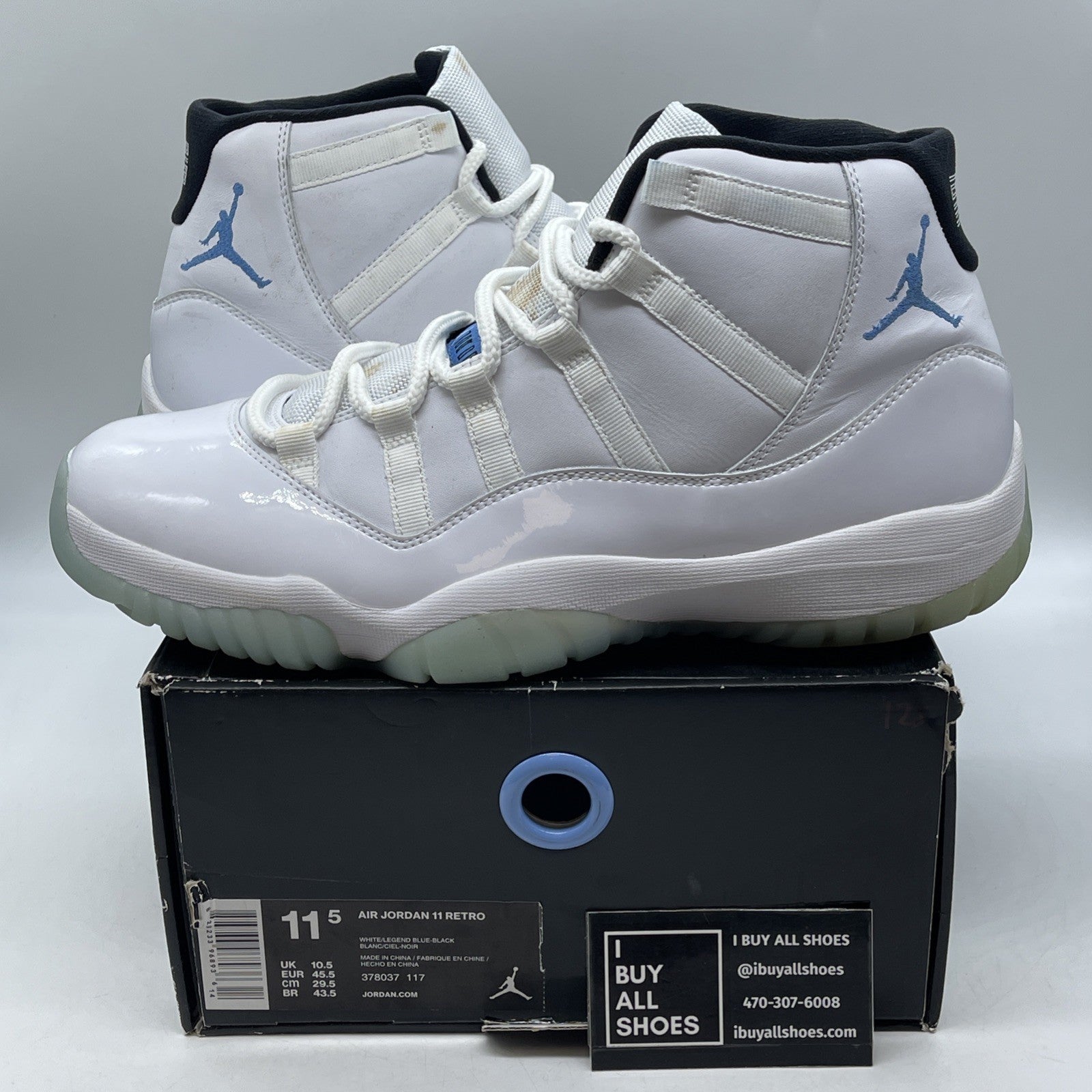 Size 11.5 - Air Jordan 11 Retro High Legend Blue (378037-117)