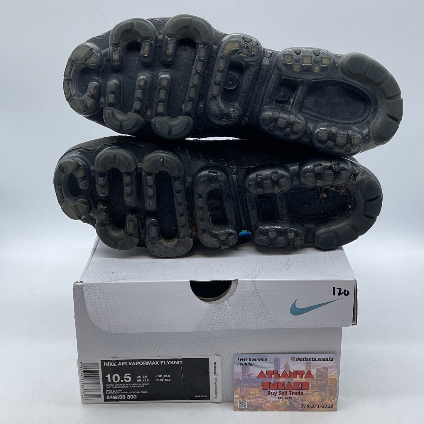 Size 10.5 - Nike Air VaporMax Cargo Khaki Green Black Suede Leather (849558-300)