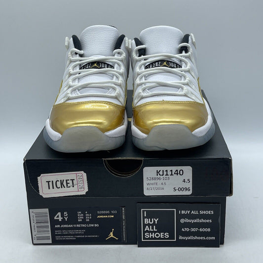 Size 4.5 - Air Jordan 11 Retro Low Closing Ceremony Gold White (528896-103)