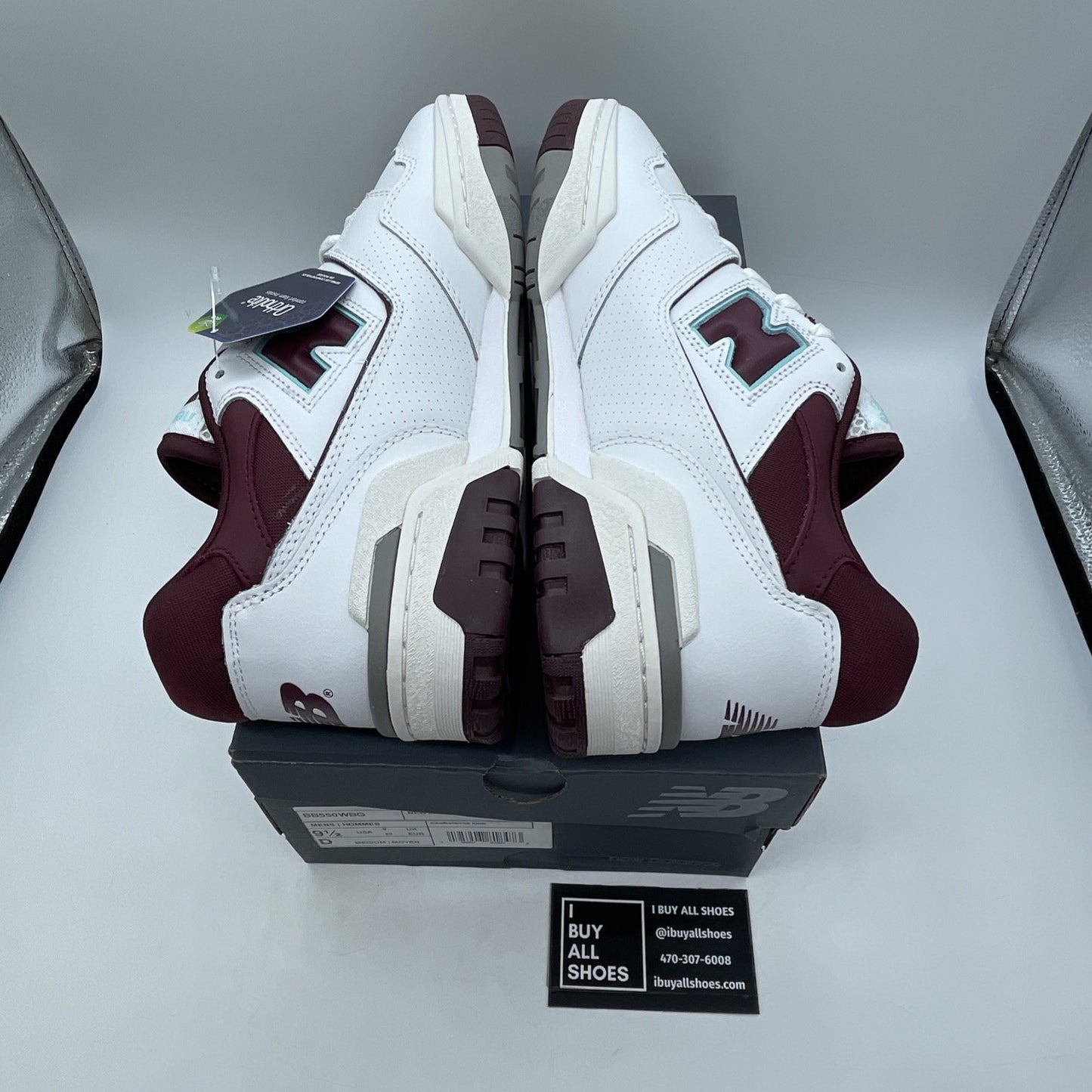 Size 9.5 - New Balance 550 Burgundy Turquoise Leather (BB550WBG)