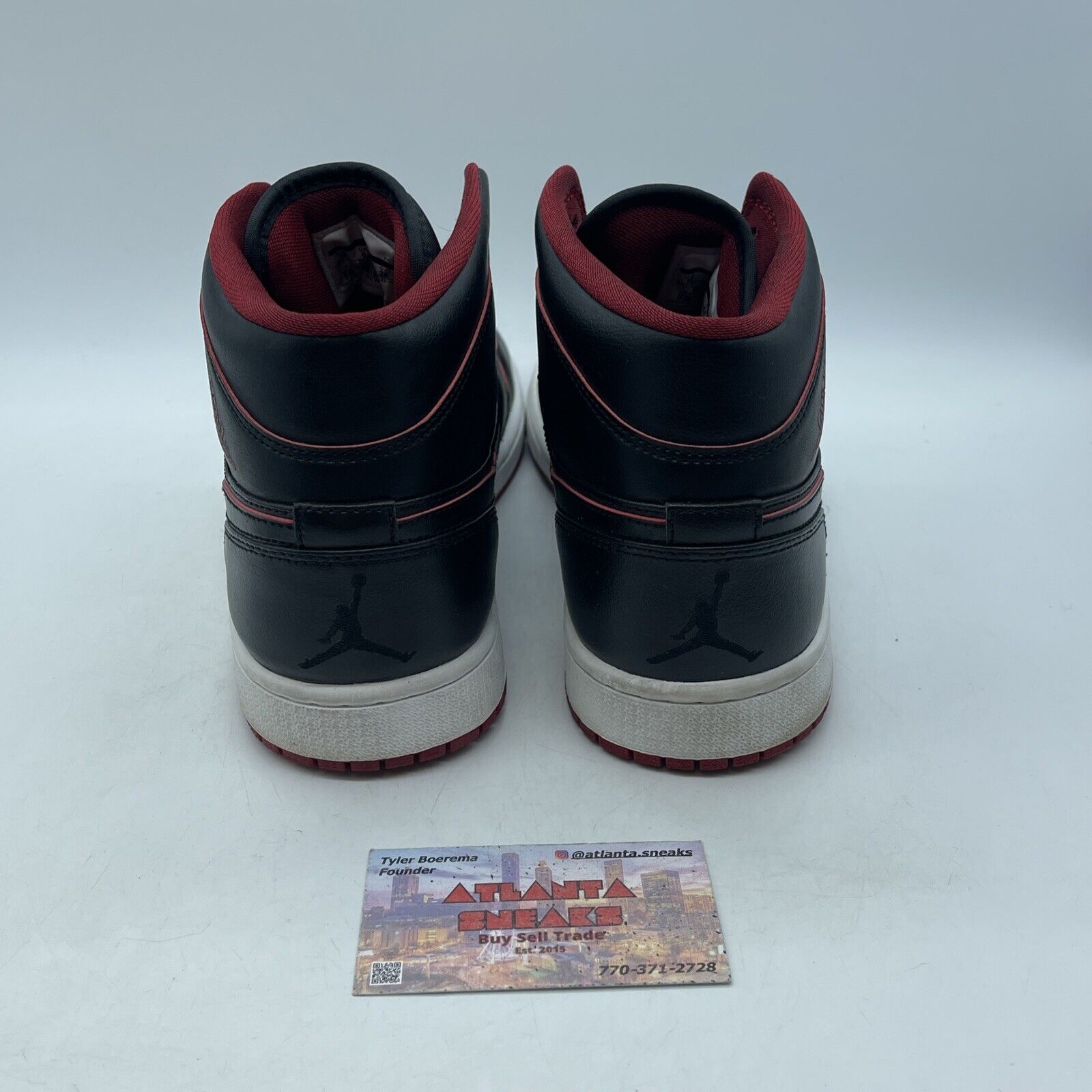 Size 10 - Air Jordan 1 Mid Black Red White Leather (554724-028)