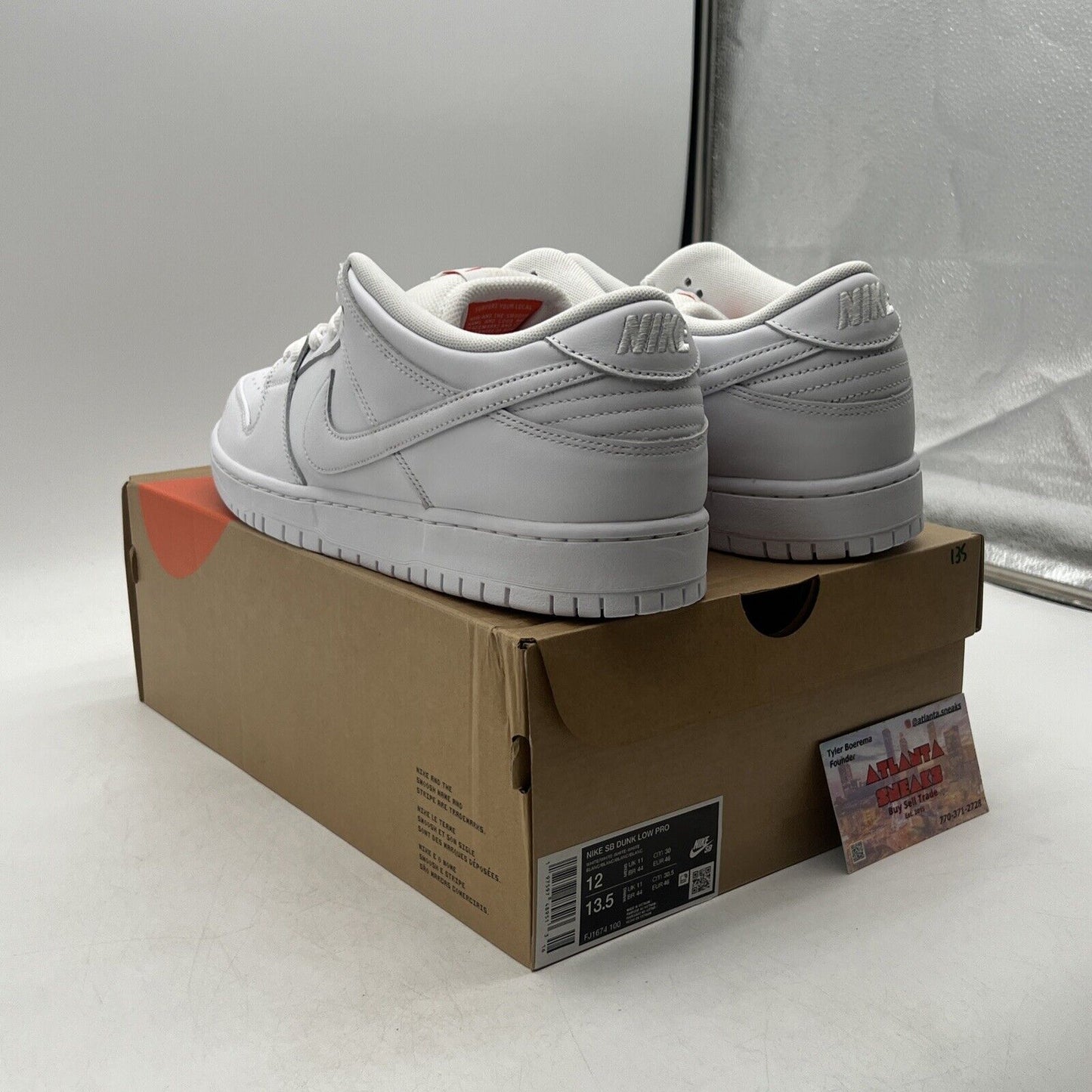 Size 12 - Nike SB Dunk Low Triple White Leather (FJ1674-100)