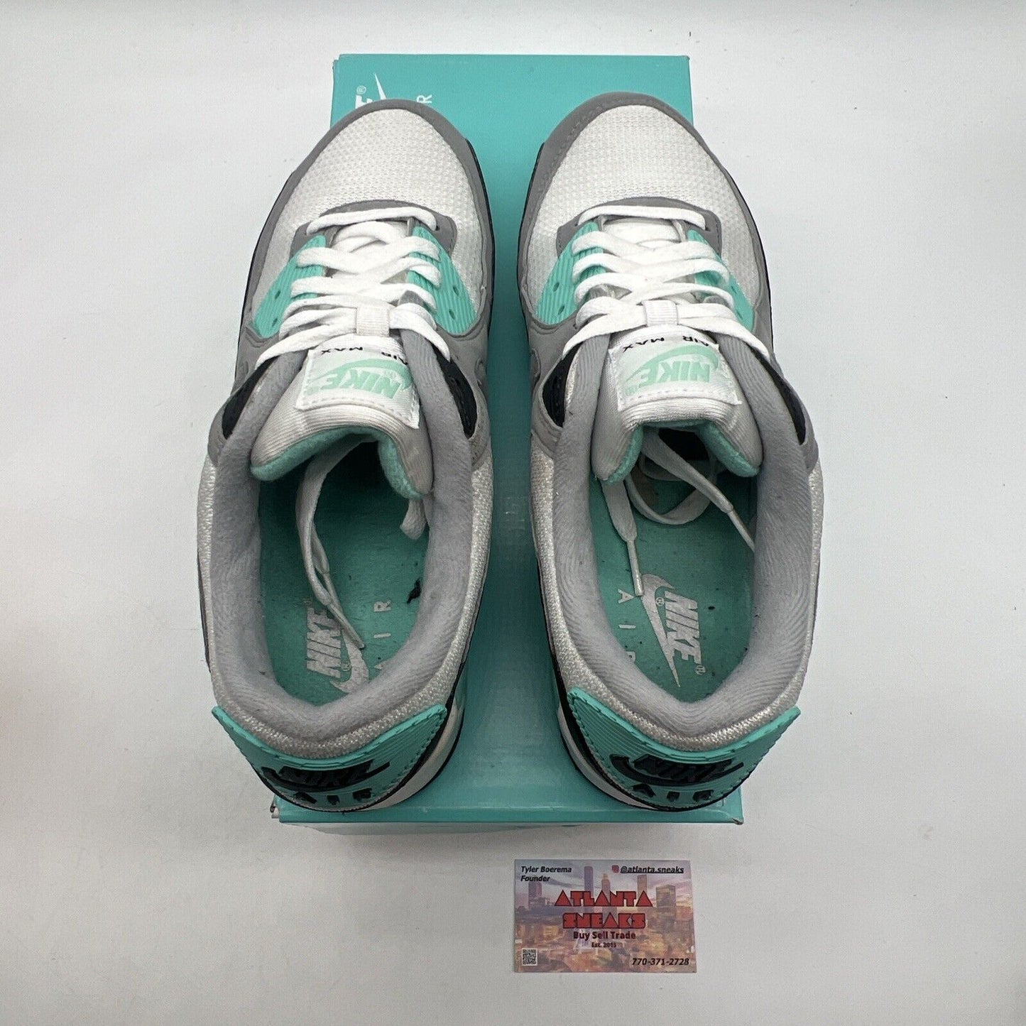 Size 10 - Nike Air Max 90 Hyper Turquoise Grey Black White (CD0881-100)