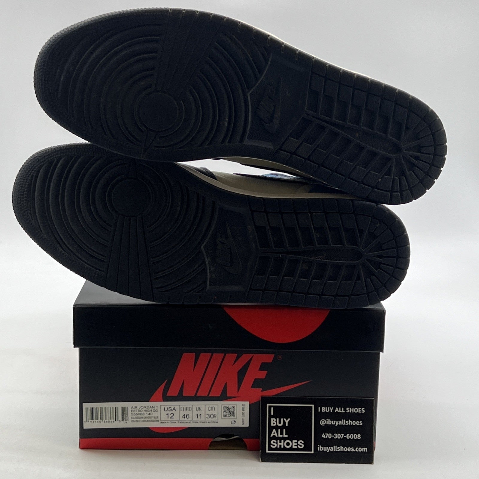 Size 12 - Air Jordan 1 Retro OG High Obsidian UNC 2019 (555088-140)