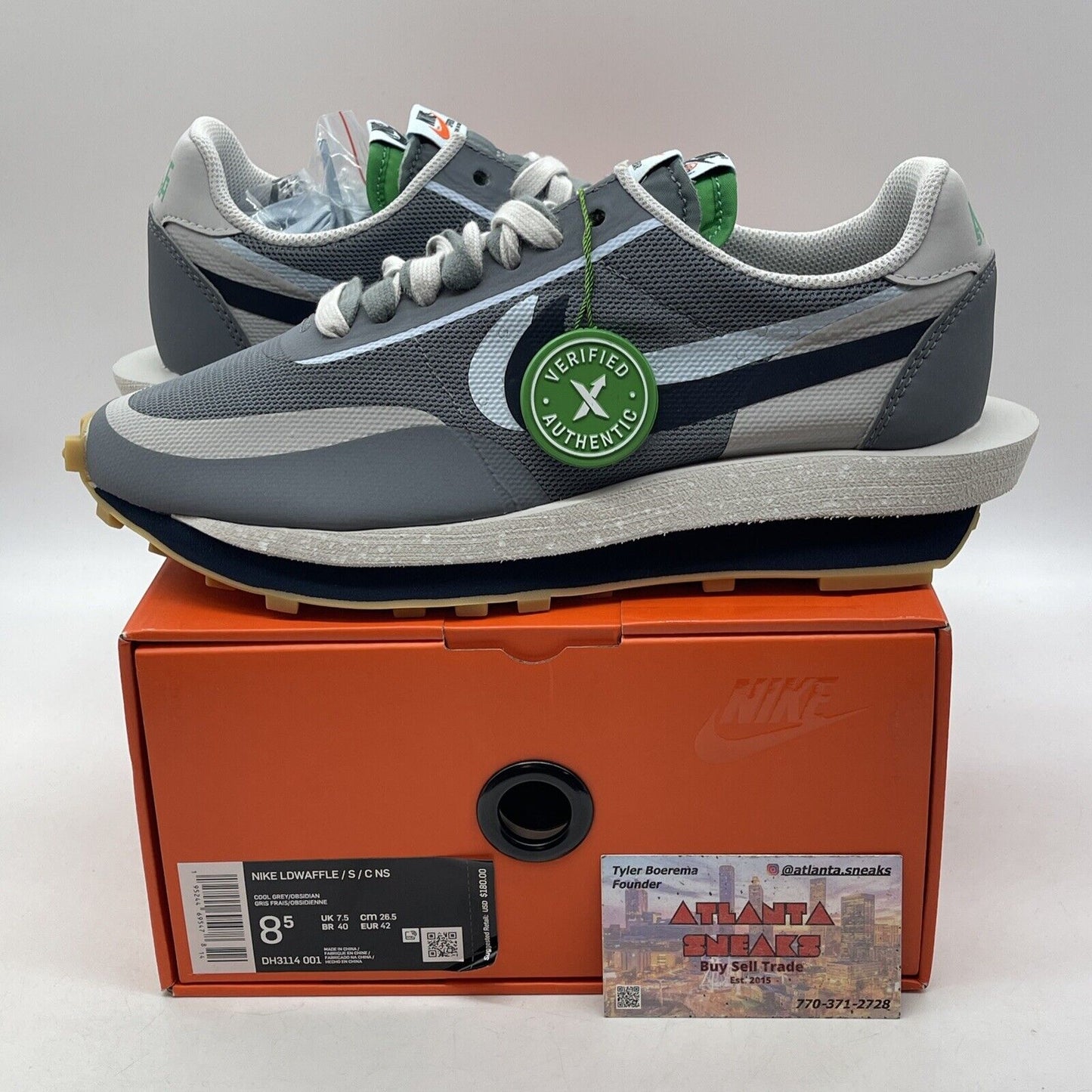 Size 8.5 - Nike sacai x Clot x LDWaffle Kiss Of Death 2 Grey Suede (DH3114-001)