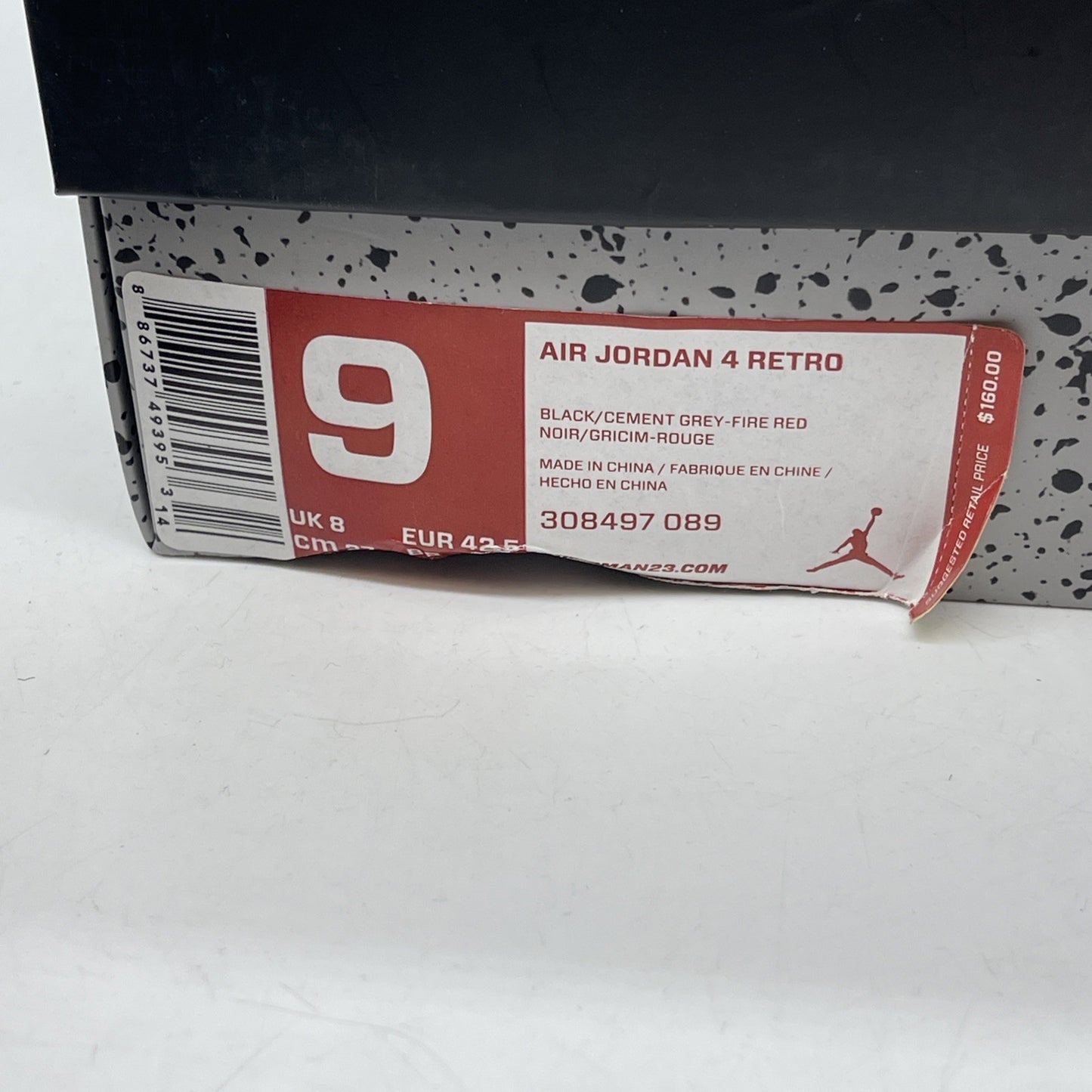 Size 9 - Jordan 4 Retro bred release Grey Red Suede (308497-089)