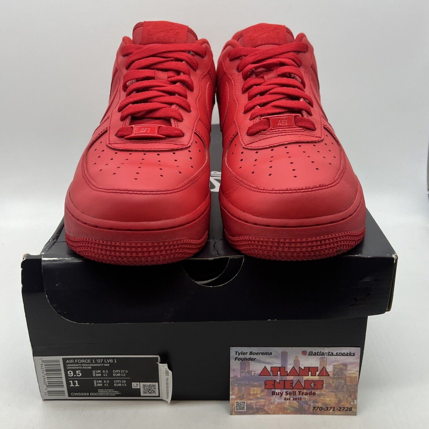 Size 9.5 - Nike Air Force 1 Low Triple Red Leather (CW6999-600)