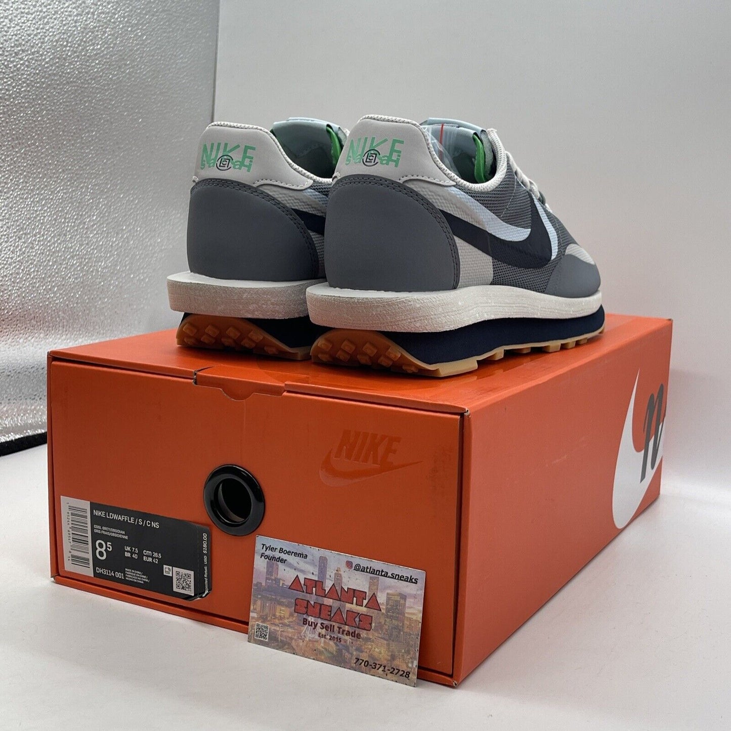 Size 8.5 - Nike sacai x Clot x LDWaffle Kiss Of Death 2 Grey Suede (DH3114-001)