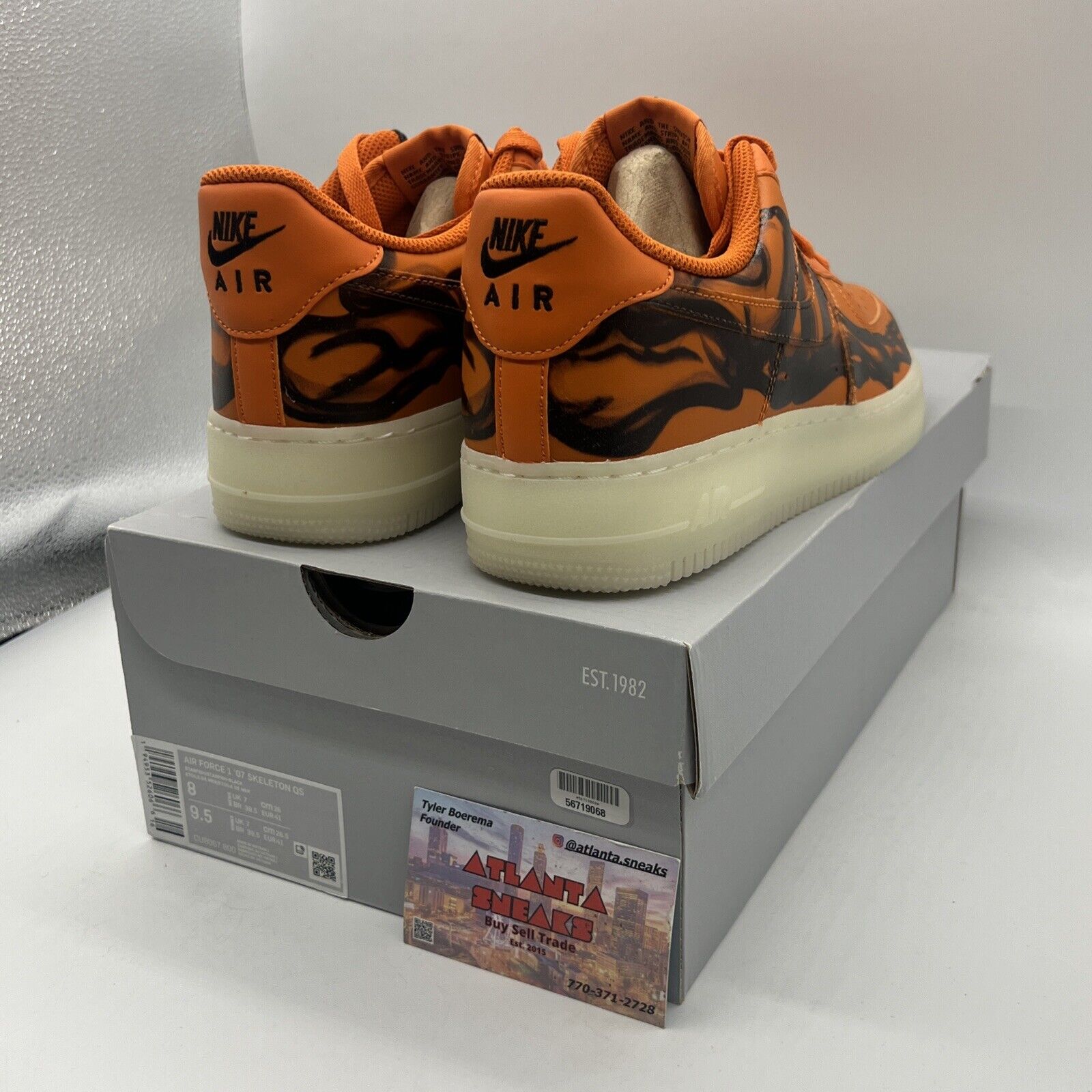 Nike Air Force 1 Low Orange Skeleton Halloween 2020 Size 8 CU8067-800 Brand New