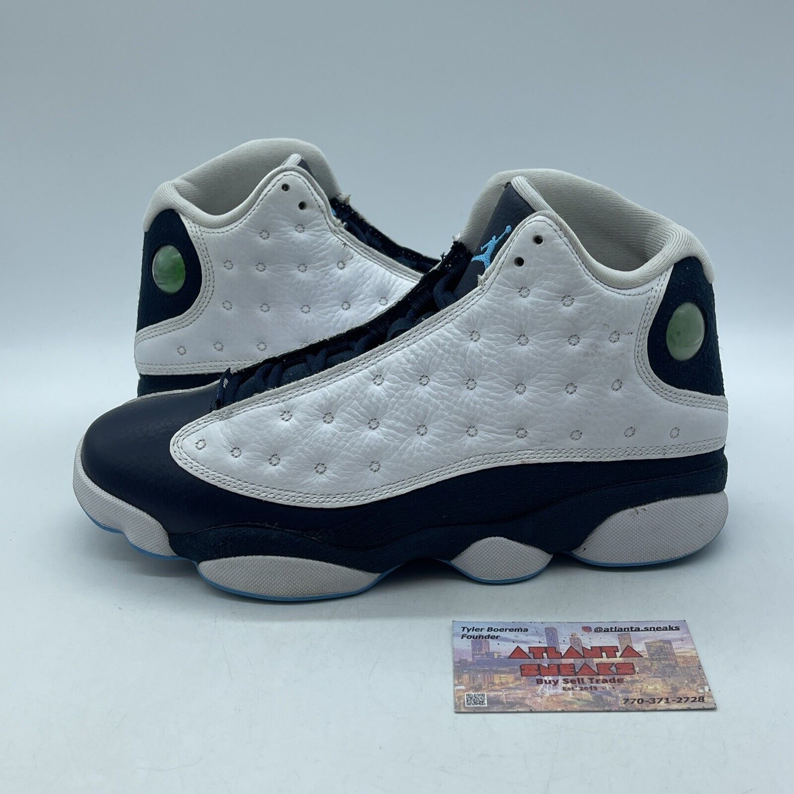 Size 8.5 - Jordan 13 Retro Obsidian Blue Suede White Leather (414571-144)