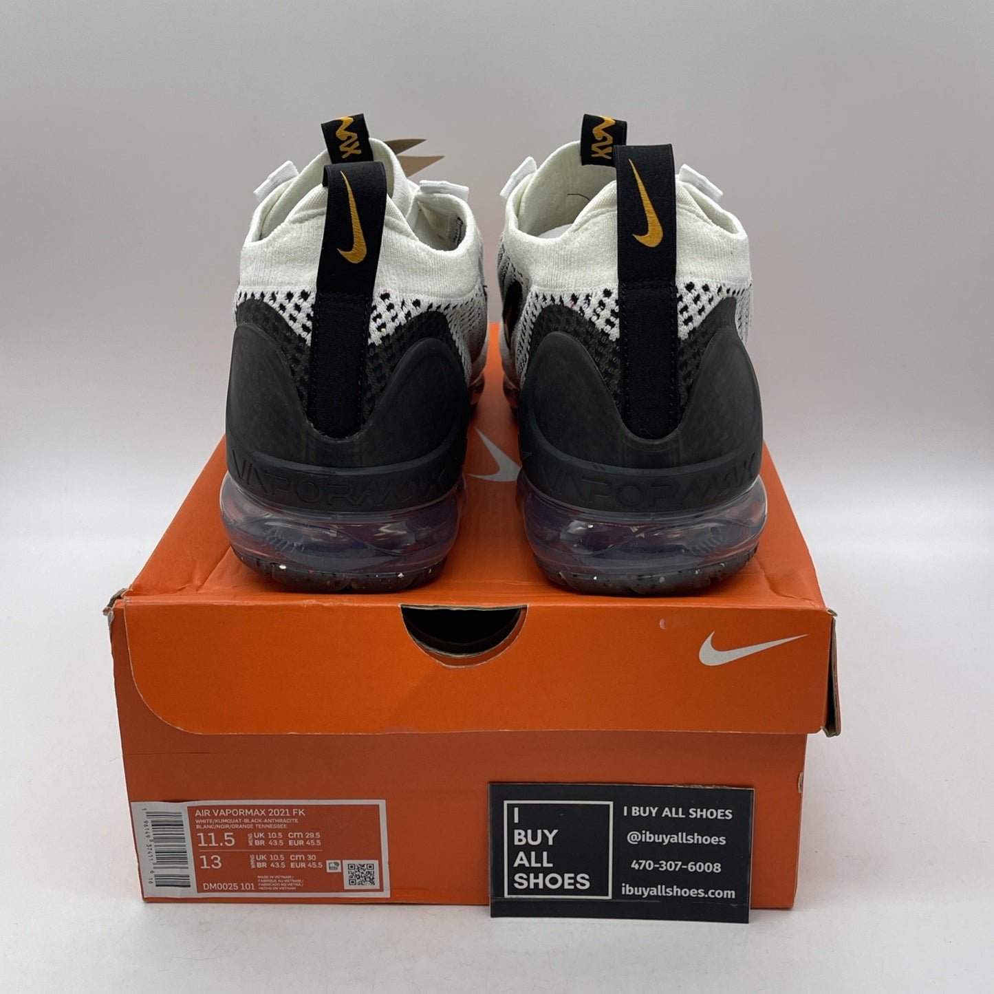Size 11.5 - Nike Air VaporMax 2021 Flyknit White Kumquat Suede (DM0025-101)