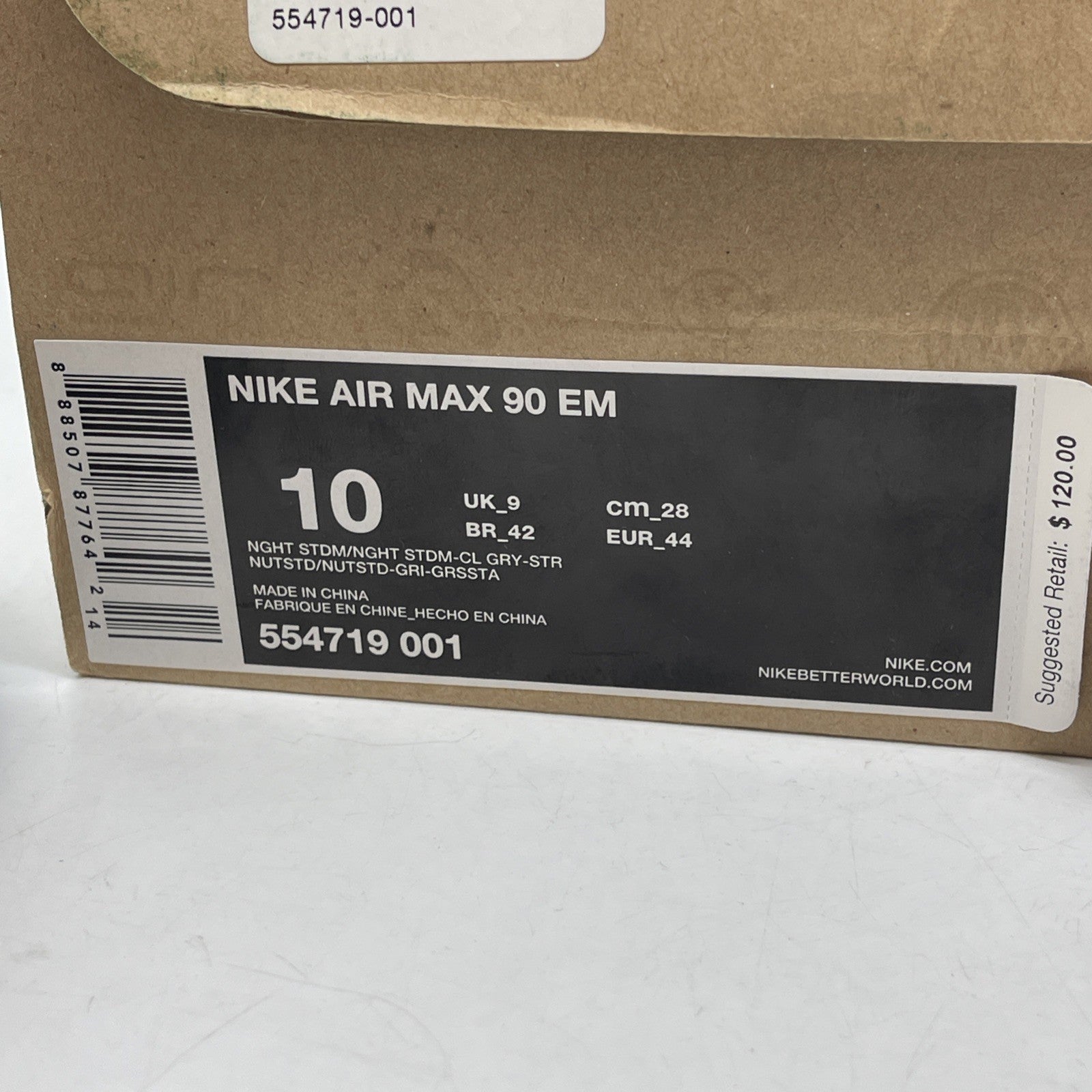 Size 10 - Nike Air Max 90 EM Black Grey Red Suede Leather (554719-001)