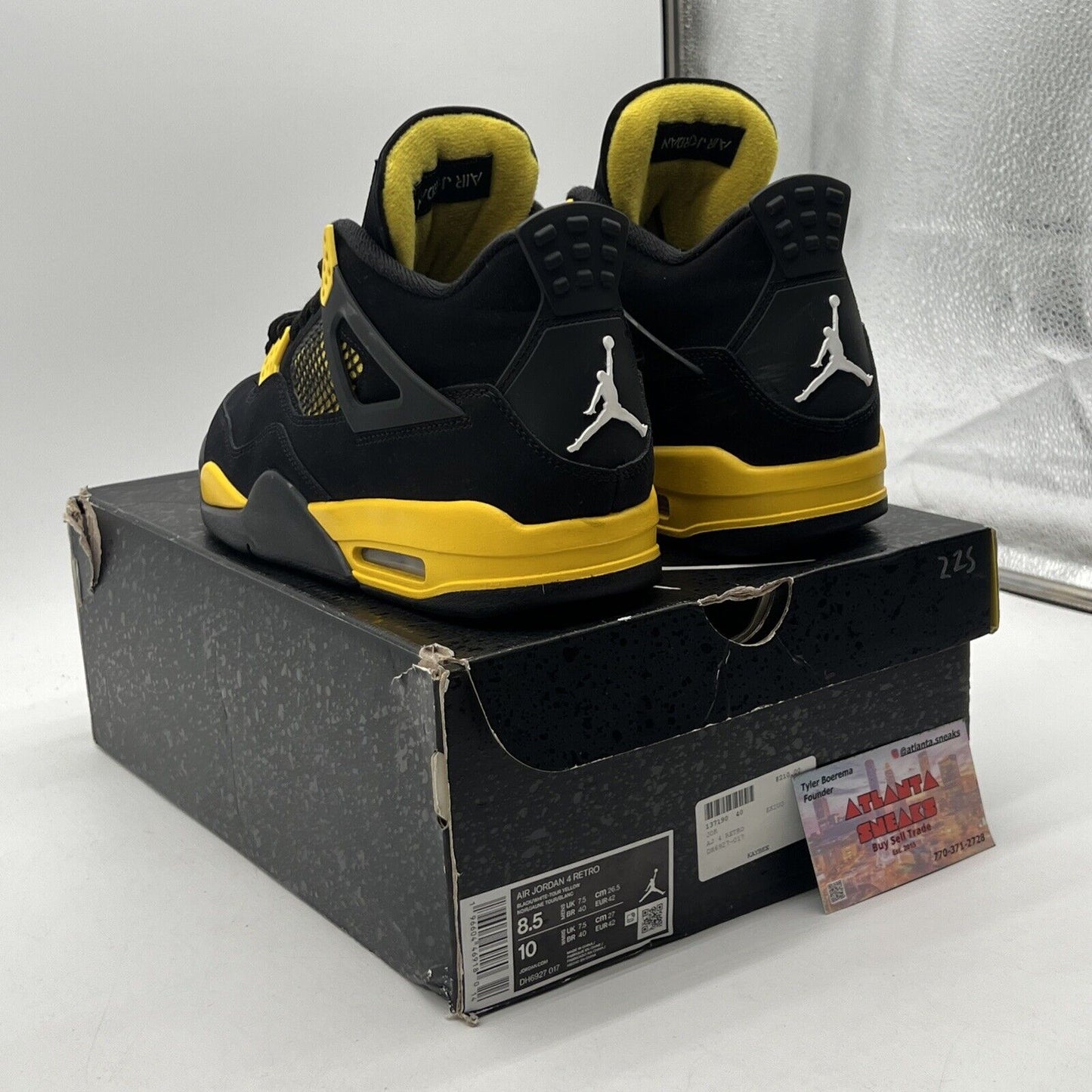 Size 8.5 - Jordan 4 Retro Mid Thunder Black Yellow Suede (DH6927-017)