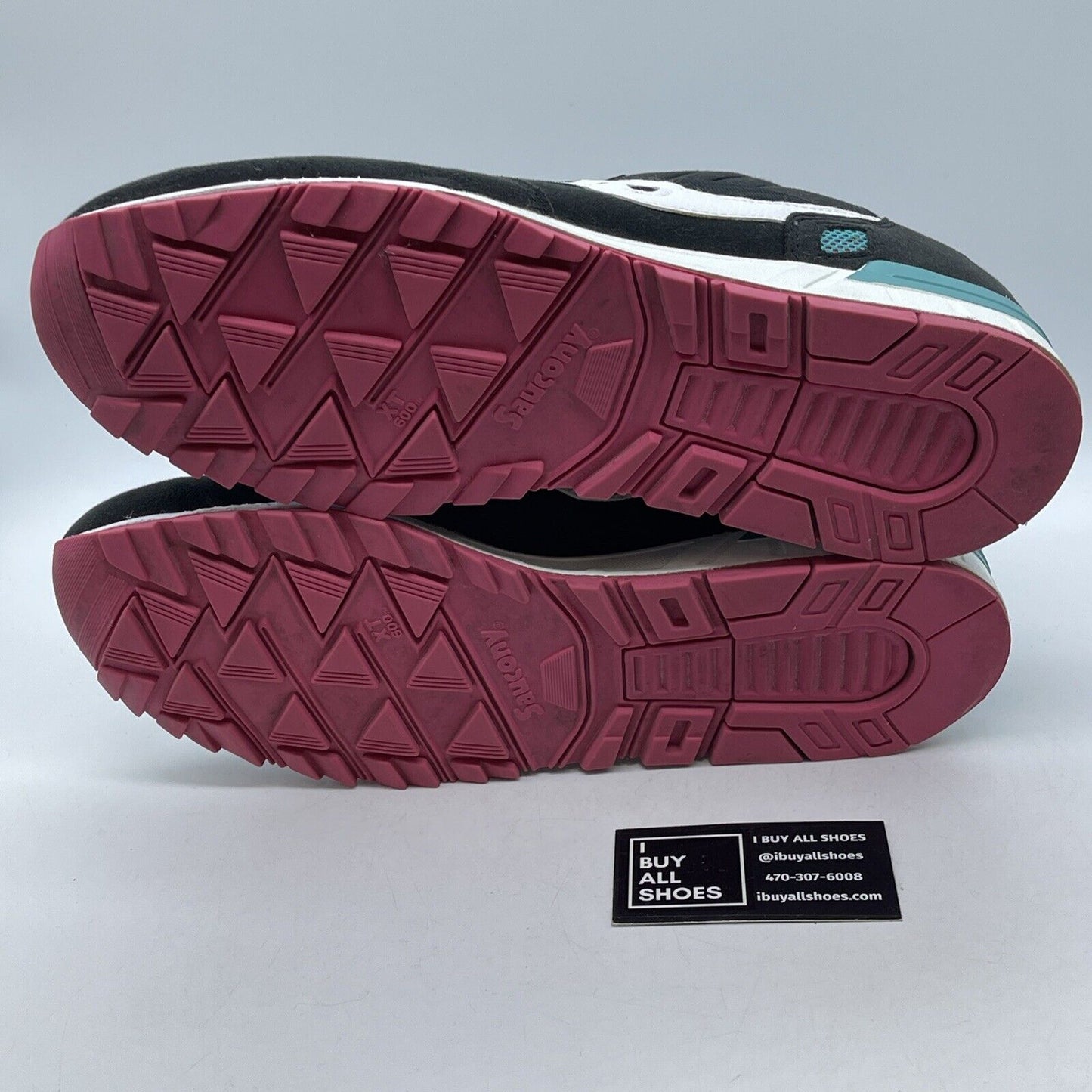 Size 13 -Saucony Big Girls Shadow 5000 Turquoise Black White Suede (1269048-100)