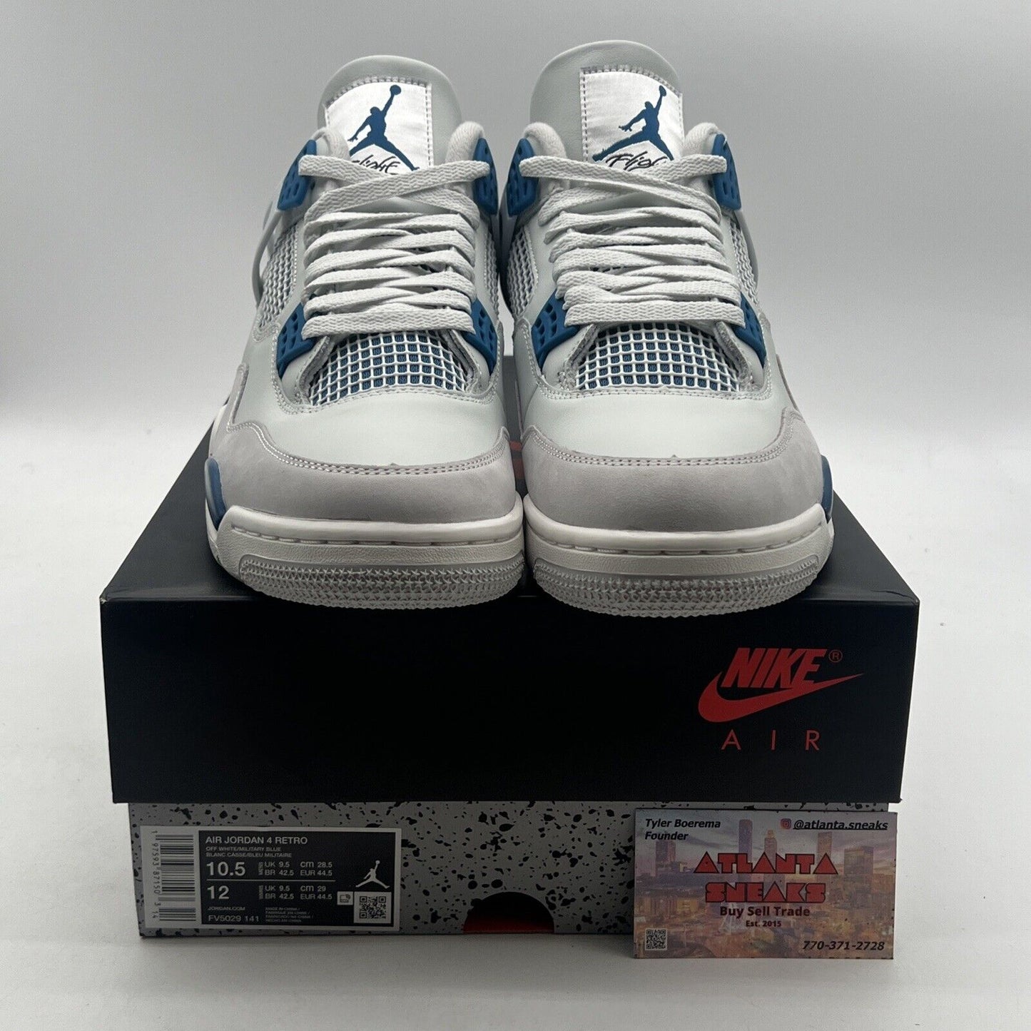 Size 10.5 - Air Jordan 4 Retro 2024 Military Blue (FV5029-141).