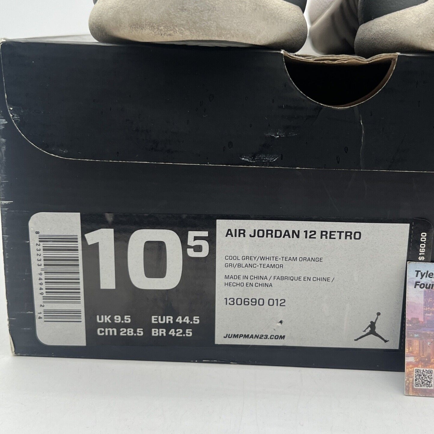 Size 10.5 - Air Jordan 12 Retro Cool Grey White Orange Suede (130690-012)