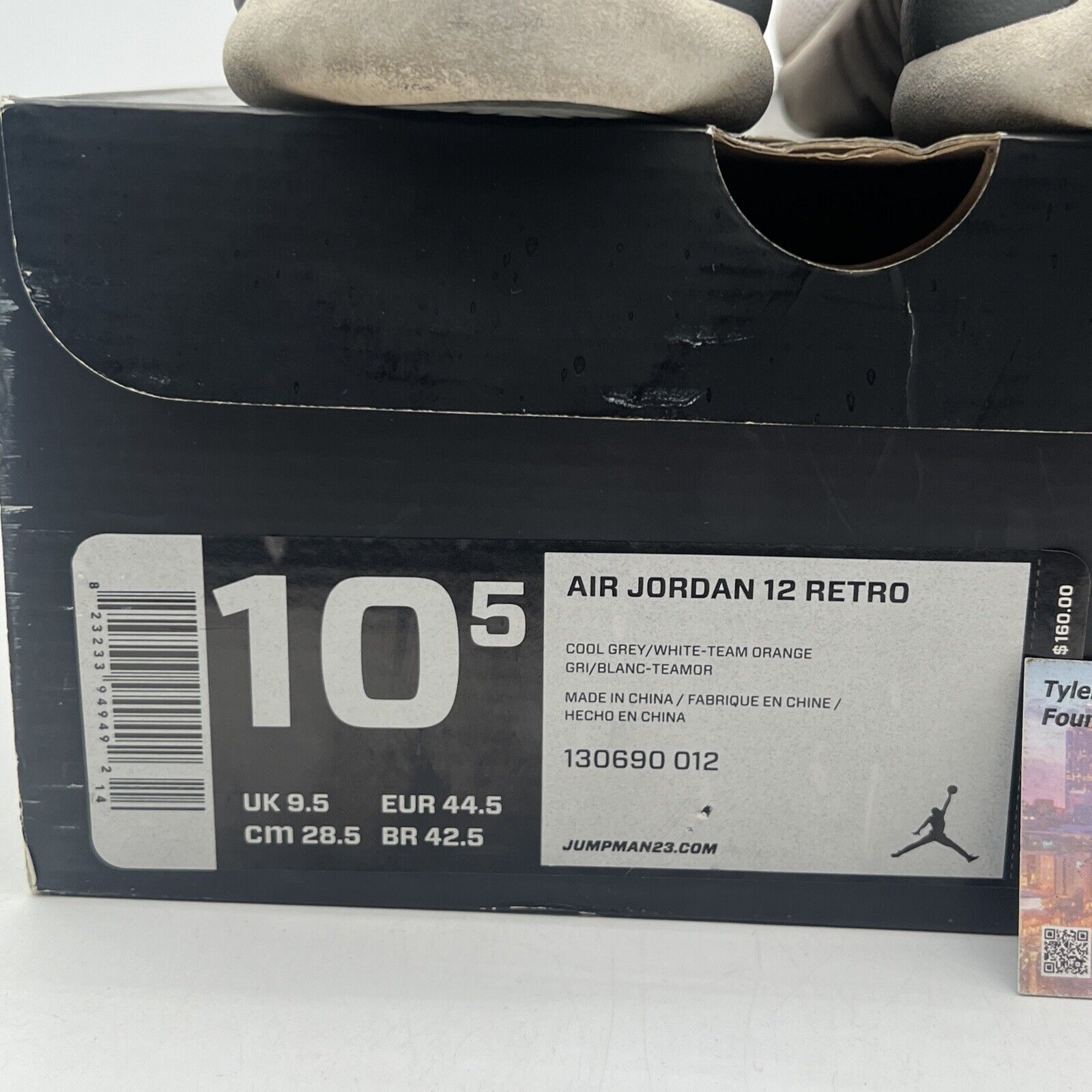 Size 10.5 - Air Jordan 12 Retro Cool Grey White Orange Suede (130690-012)