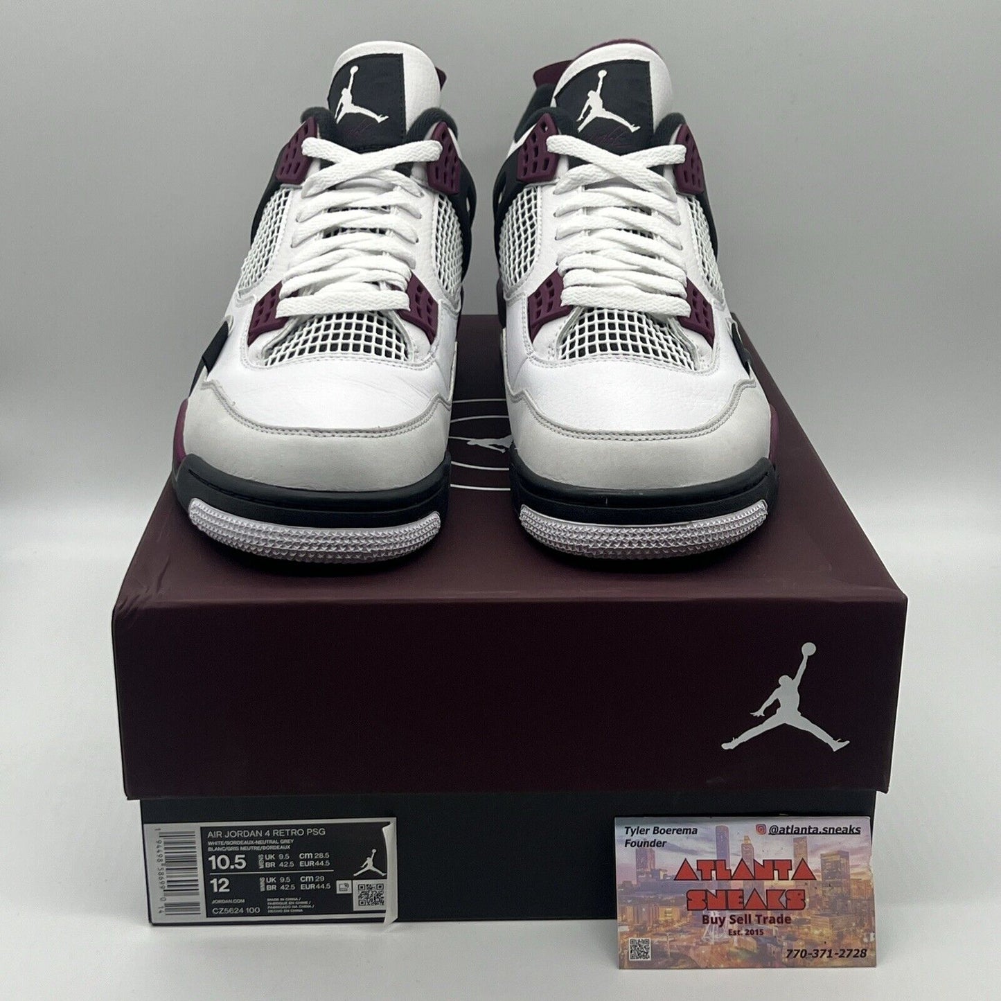Size 10.5 - Jordan 4 Retro x Paris Saint-Germain Bordeaux 2020 Brand New Og All
